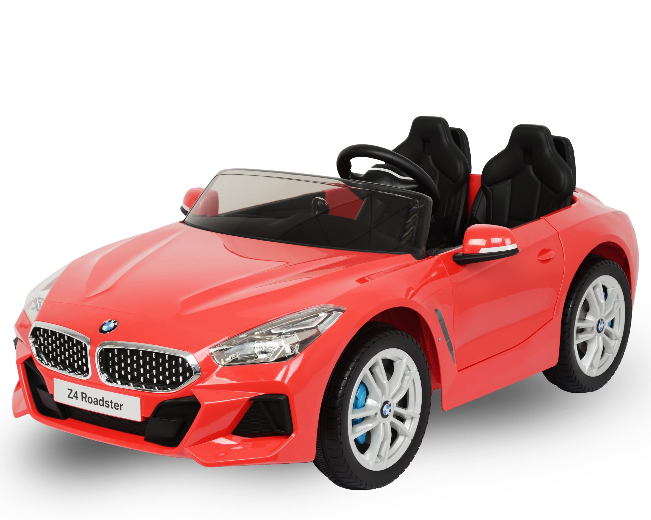 BMW Z4 2-Seater Kids Electric Ride-On Car - 12V Dual Motor Powered with Parent Remote Control, Bluetooth Music, LED Headlights & Tail Lights - Premium Wheels for Indoor & Outdoor Play - First Drive (Red) - Perfect Birthday Gift for Toddlers Ages 3-8 Years Old