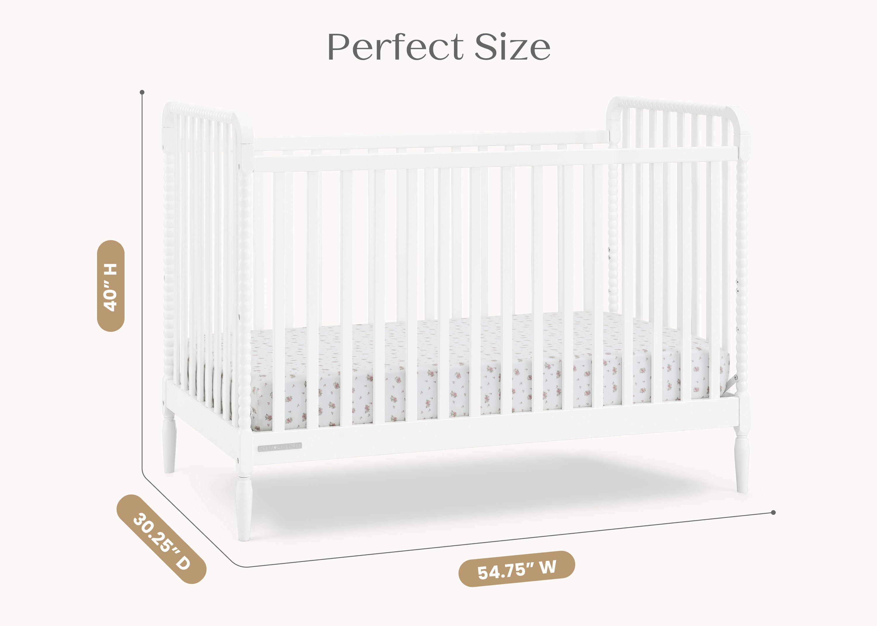 Lily 4-in-1 Convertible Baby Crib - White Nursery Furniture for Newborn to Toddler Bed | Perfect for Modern Nursery, Bedroom & Daycare