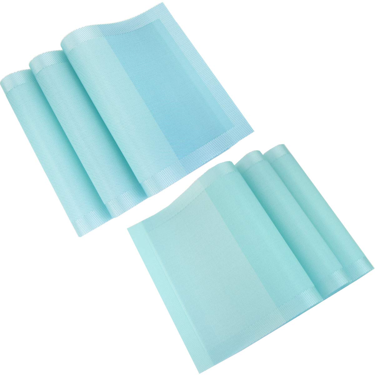 Non-Slip Plastic Placemats Set of 6 - Woven Vinyl Washable Table Mats 18x12 Inches for Dining Table - Easy to Clean & Durable - Perfect for Everyday Meals, Dinner Parties & Holiday Gatherings (Teal)