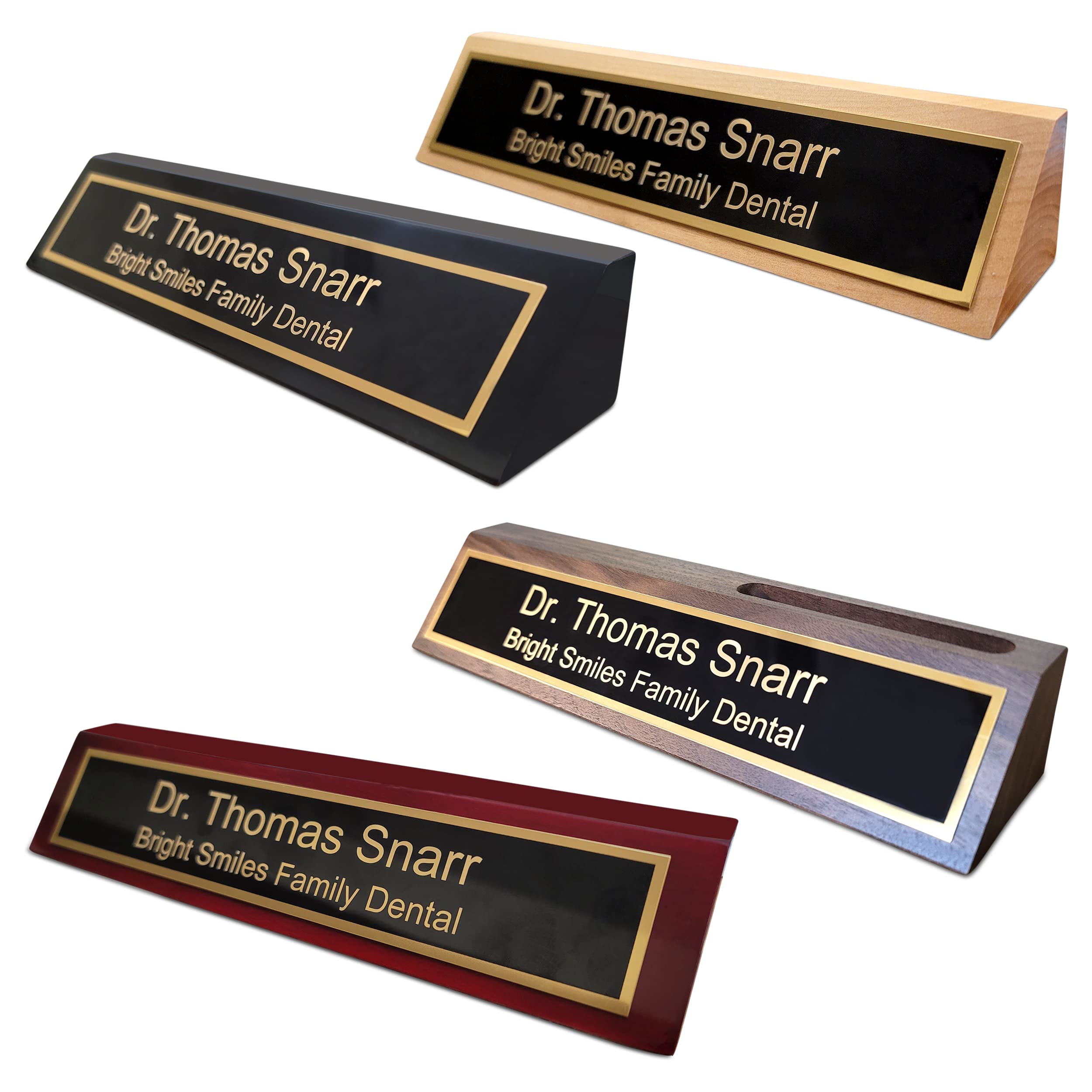 Custom Laser Engraved Wooden Business Name Plate with Card Holder - Personalized Office Desk Sign (2x12) - Perfect for Executive Desks, Reception Areas & Corporate Gifts