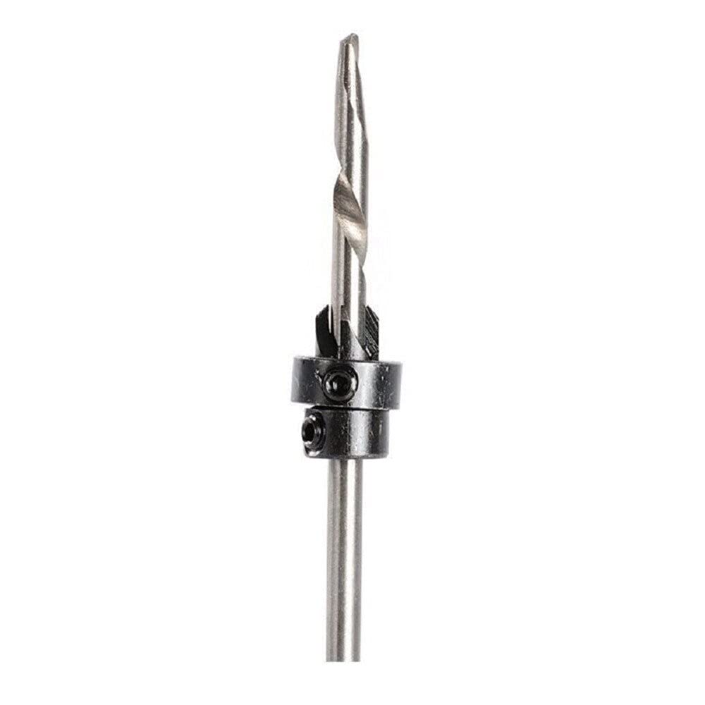 7-Piece Countersink Drill Bit Set with Stop Collars & Wrench - Quick Change Wood Pre-Drill Counterbore Bits for Cabinetry, Furniture & DIY Woodworking Projects