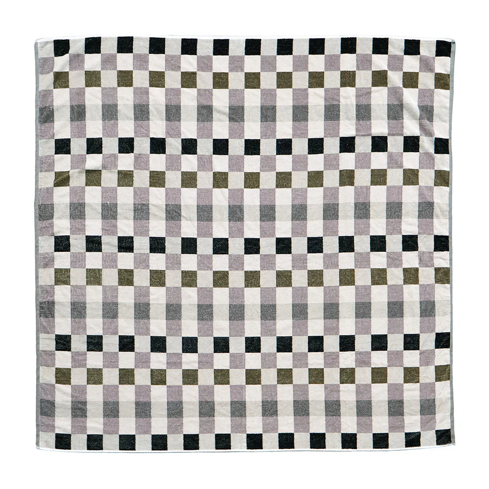 Bambury Jacquard Beach Blanket - Luxury Check Pattern Truffle Color Sandproof Picnic Blanket for Beach, Park, Camping & Outdoor Activities