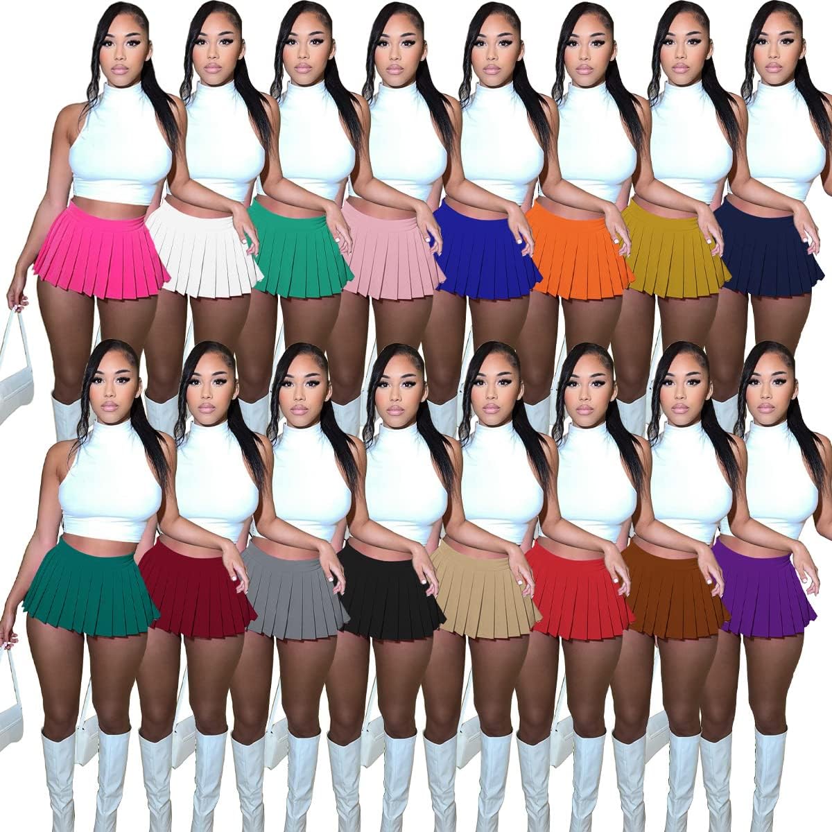 Women's Mini Pleated Cargo Tennis Skirt - Y2K Trendy Skater Skort for Club, School & Casual Wear | 2025 New Collection | Perfect for Street Style, Gym & Night Out