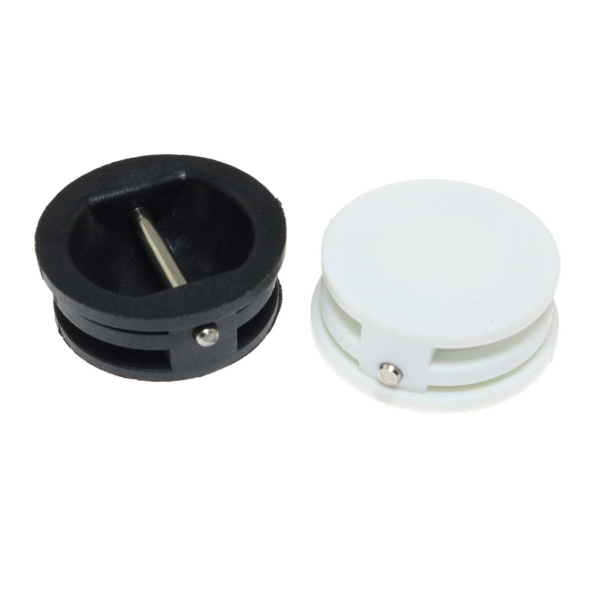 2pcs Surfboard Leash Plugs - White & Black Professional Surfboard Accessories for Surfing, Bodyboarding & Water Sports
