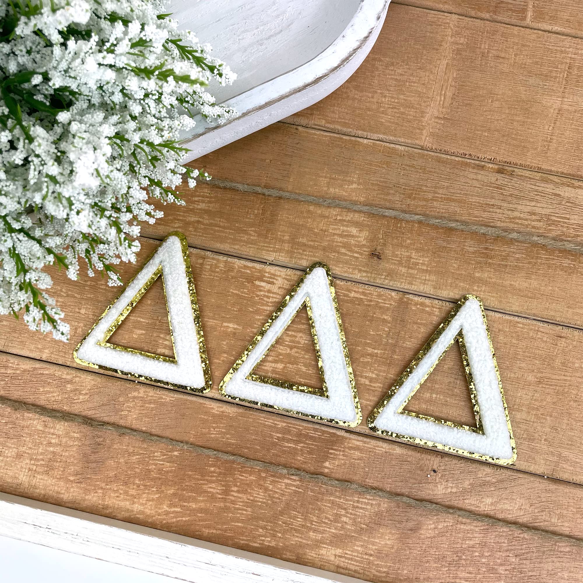 Delta Delta Delta Sorority Iron-On Greek Letter Chenille Patch Set - Perfect for Jackets, Bags & DIY Greek Apparel Customization