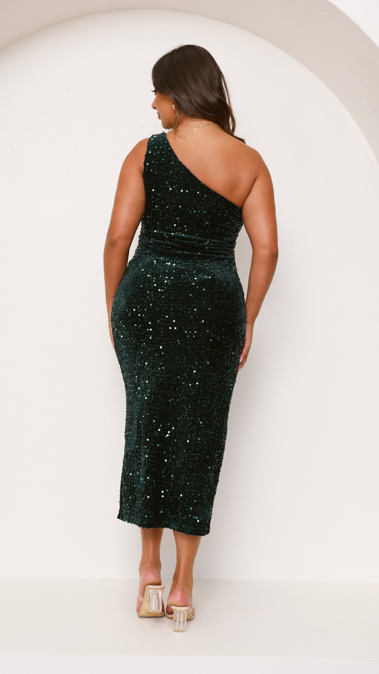 Anna Maxi Dress with Emerald Sequins - Elegant Long Evening Gown for Women, Perfect for Parties, Weddings & Special Occasions