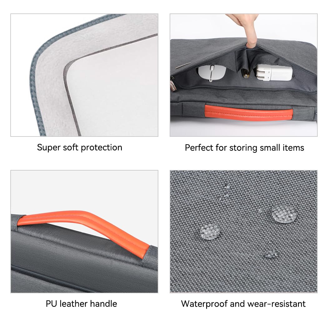 LANDICI 15.6-16 Inch Laptop Sleeve Case - 360° Protective Padded Neoprene Cover for MacBook Air 15, MacBook Pro 15/16 (2021), Dell, Lenovo, HP, Acer, Samsung Notebooks - Water Resistant & Shockproof Grey Computer Bag for Work, School & Travel