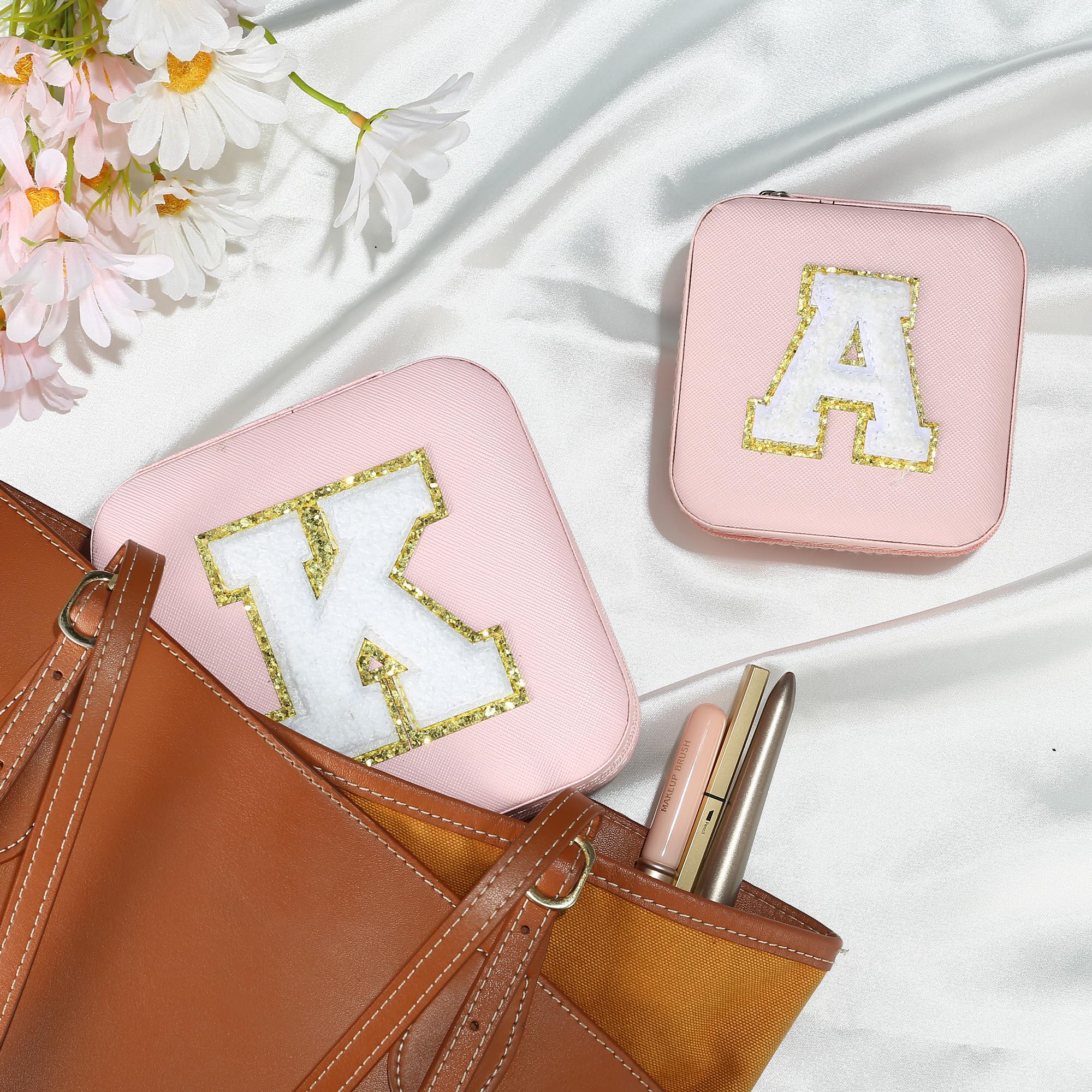 Personalized Jewelry Box Set for Girls - 2 Piece Travel Initial Jewelry Organizer | Perfect Birthday Gift for Teen Girls, Sisters & Nieces | Great for Travel, Home Decor & Jewelry Storage