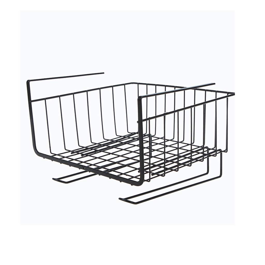 Under Shelf Wire Rack Organizer - Black Kitchen Storage Basket for Cabinets, Perfect for Organizing Tableware, Cups & Kitchen Tools - Space-Saving Hanging Solution for Small Kitchens & Pantries