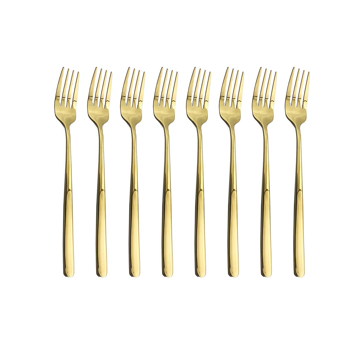8-Piece Mini Dessert Forks Set - Stainless Steel Flatware Utensils for Cake, Pastry, Fruit Tastings - Perfect for Home, Restaurant, Party, Wedding Dessert Table - 7.2 Inch Shiny Gold Forks