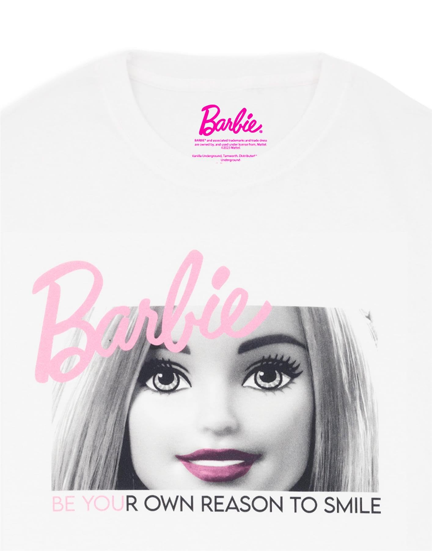 Barbie Women's Short Sleeve Graphic T-Shirt | Classic White & Pink Logo on Black Oversized Tee | Cute Doll-Themed Casual Top for Women | Perfect for Parties, Cosplay & Everyday Wear