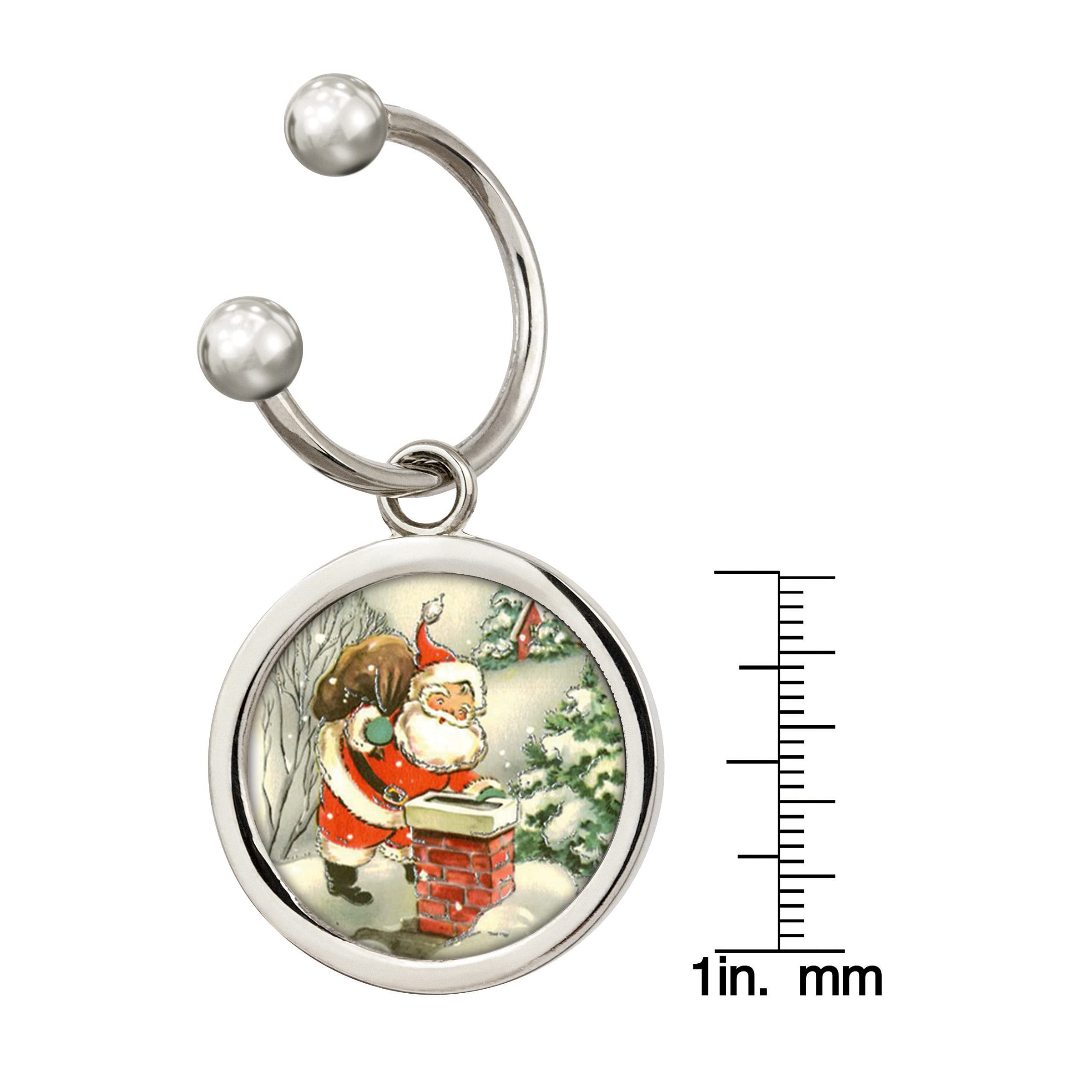 Authentic Colorized JFK Half Dollar Coin Keychain - Santa Silvertone Holiday Gift with Ball Closure & COA - Perfect for Christmas Stocking Stuffers & Collectors