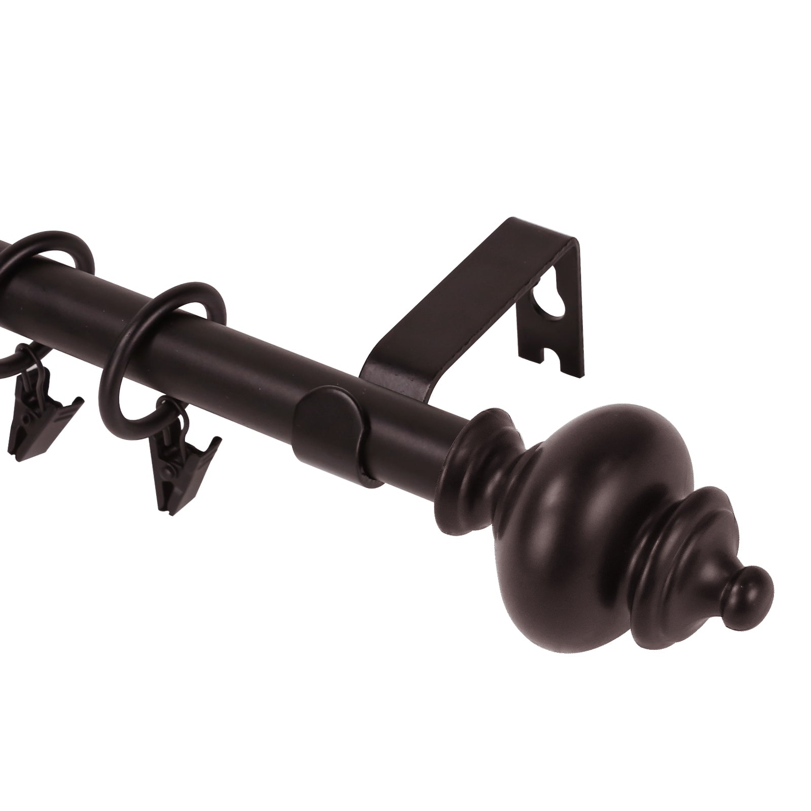 Urbanest Round Urn Adjustable Single Drapery Curtain Rod Set with Rings - 5/8 Inch Diameter - Perfect for Living Room, Bedroom & Window Decor