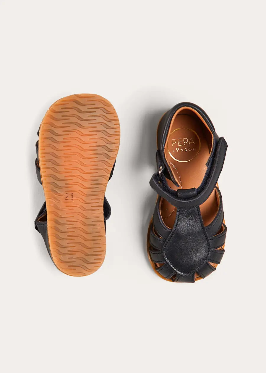 Premium Navy Leather Fisherman Sandals for Men & Women - Comfortable Summer Walking Shoes (EU 21-27) | Beach, Travel & Casual Outdoor Wear
