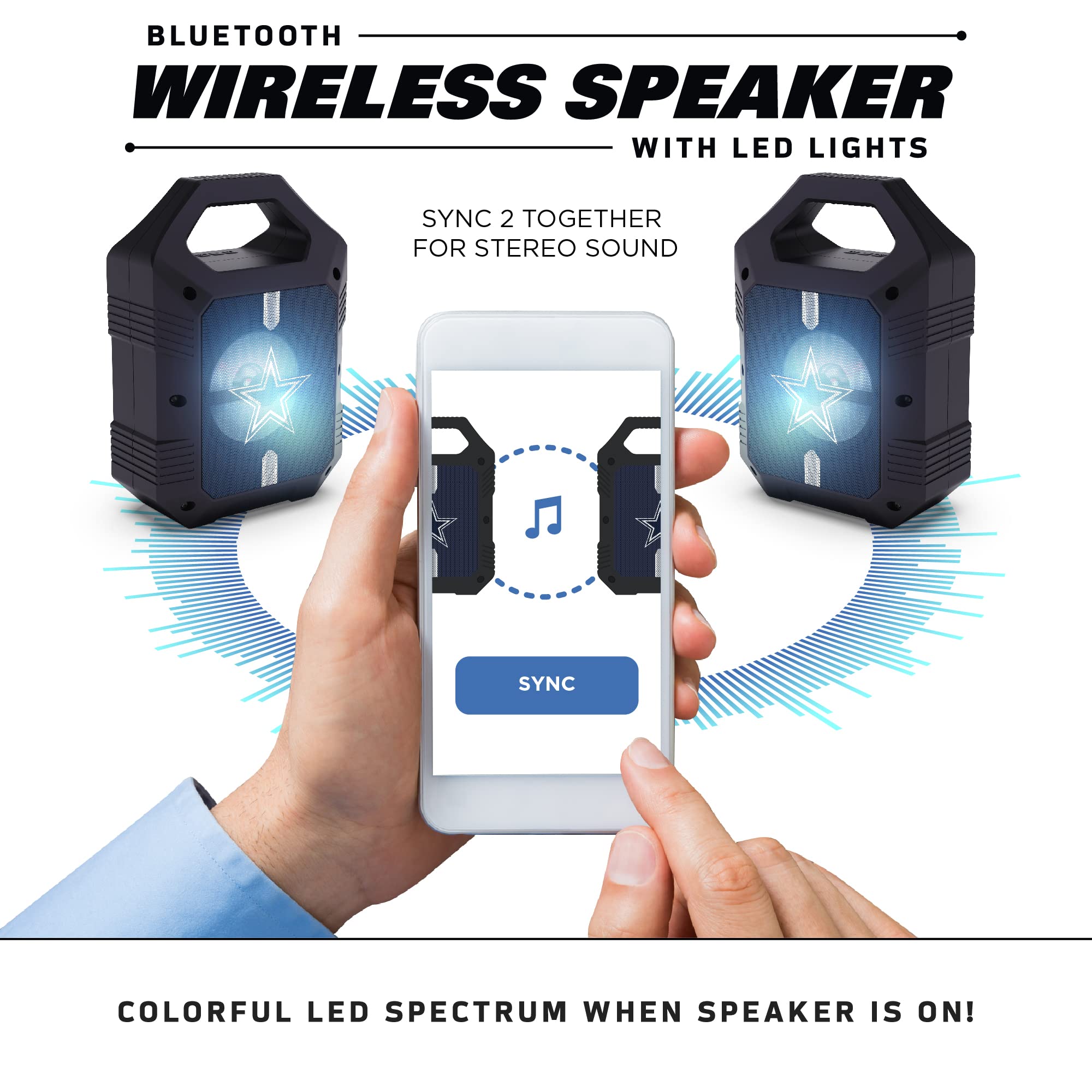 SOAR NFL Unisex ShockBox XL Wireless Bluetooth Speaker - Portable Outdoor Speaker for Parties, Travel, Sports & Home Use