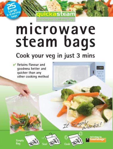 Microwave Steam Bags 25 Count (Pack of 3) - Reusable Vegetable Cooking Bags for Healthy Meal Prep & Quick Side Dishes - Perfect for Steaming Vegetables, Rice, and Seafood