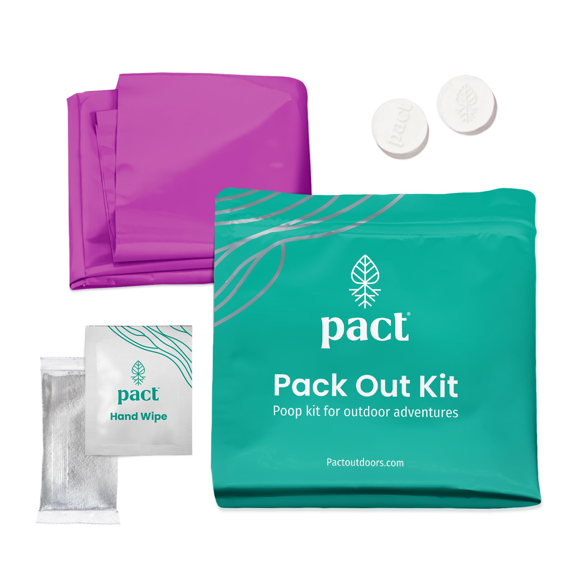 **PACT Pack Out Kit - Portable Camping Toilet Kit with Wet Wipes, Odor-Proof Disposal Bags, Hand Wipes & Waste Powder | Ideal for Camping, Hiking, Backpacking & Outdoor Adventures**