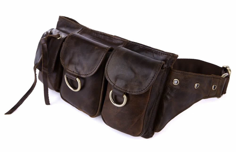 Genuine Cowhide Leather Unisex Belt Bag for Men & Women - Hip Purse, Money Pouch, Cycling Waist Pack - Perfect for Outdoor Activities, Travel & Daily Use (Model 3014)