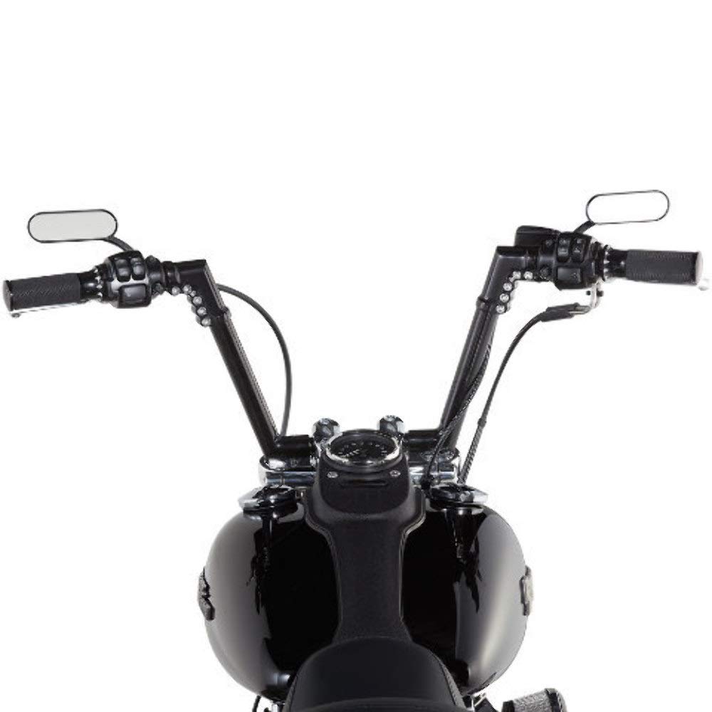 Arlen Ness Black Micro Mini Oval Mirrors for Harley-Davidson Motorcycles - Model 13-412 & 13-413 - Perfect for Custom Bike Builds and Road Safety