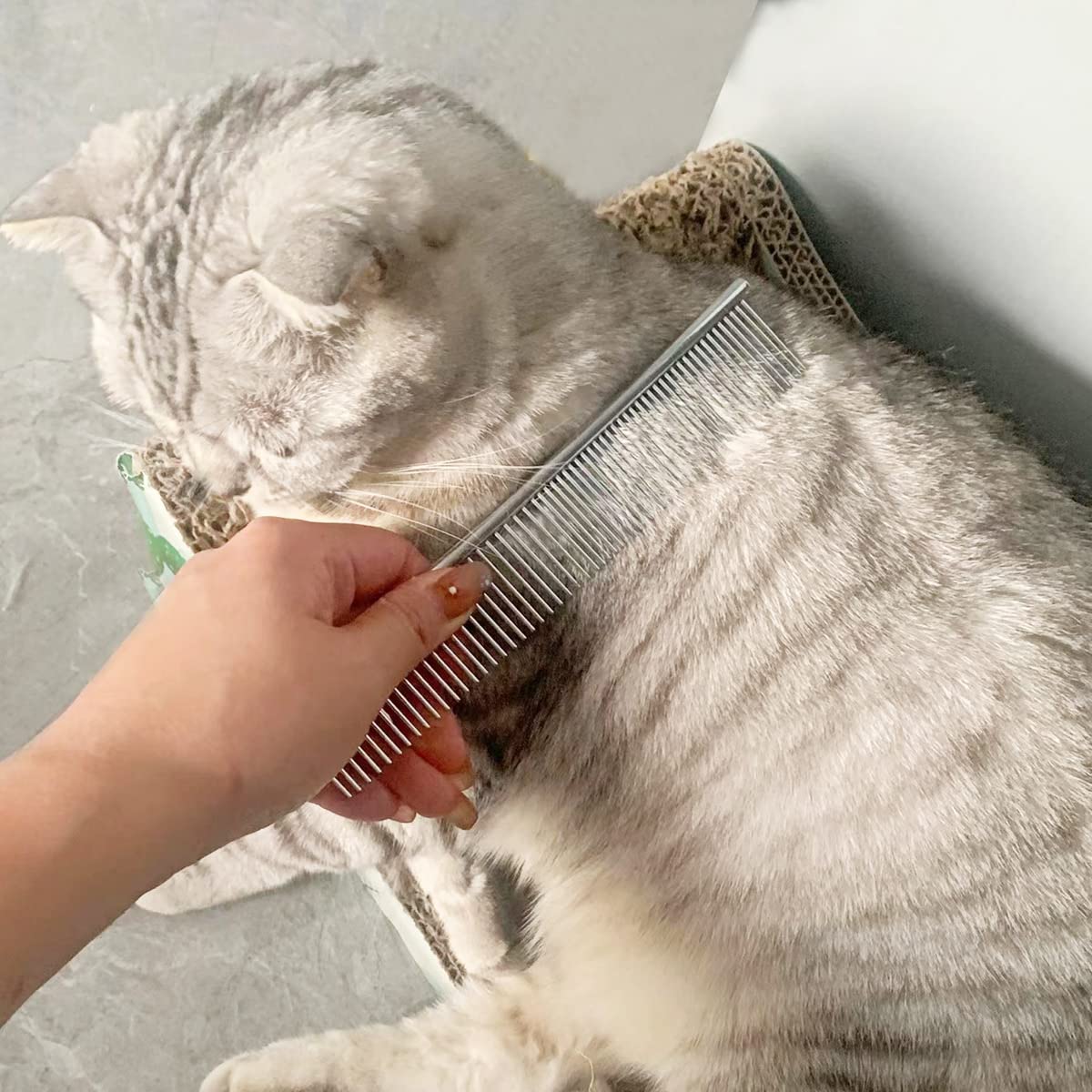 **Premium Metal Flea & Lice Comb for Cats & Dogs - 2-in-1 Pet Grooming Comb with Smooth Round Teeth - Removes Tangles, Dander, Tear Stains & Mucus Crust (Blue) - Ideal for Daily Grooming & Detangling Pet Hair**