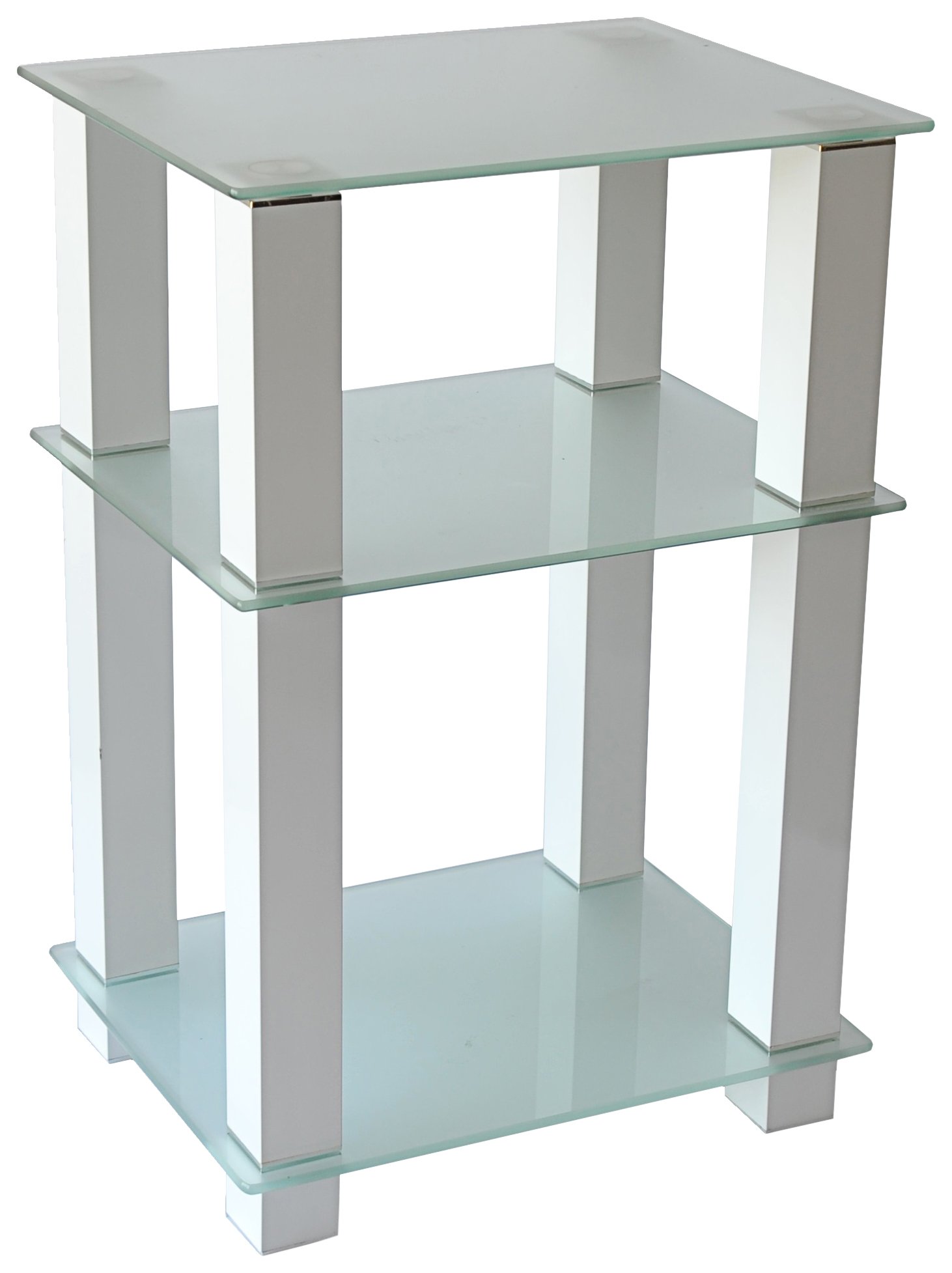 Extra Tall Glass & White LCD Plasma TV Stand with Utility Table - Sturdy Modern Design for 20