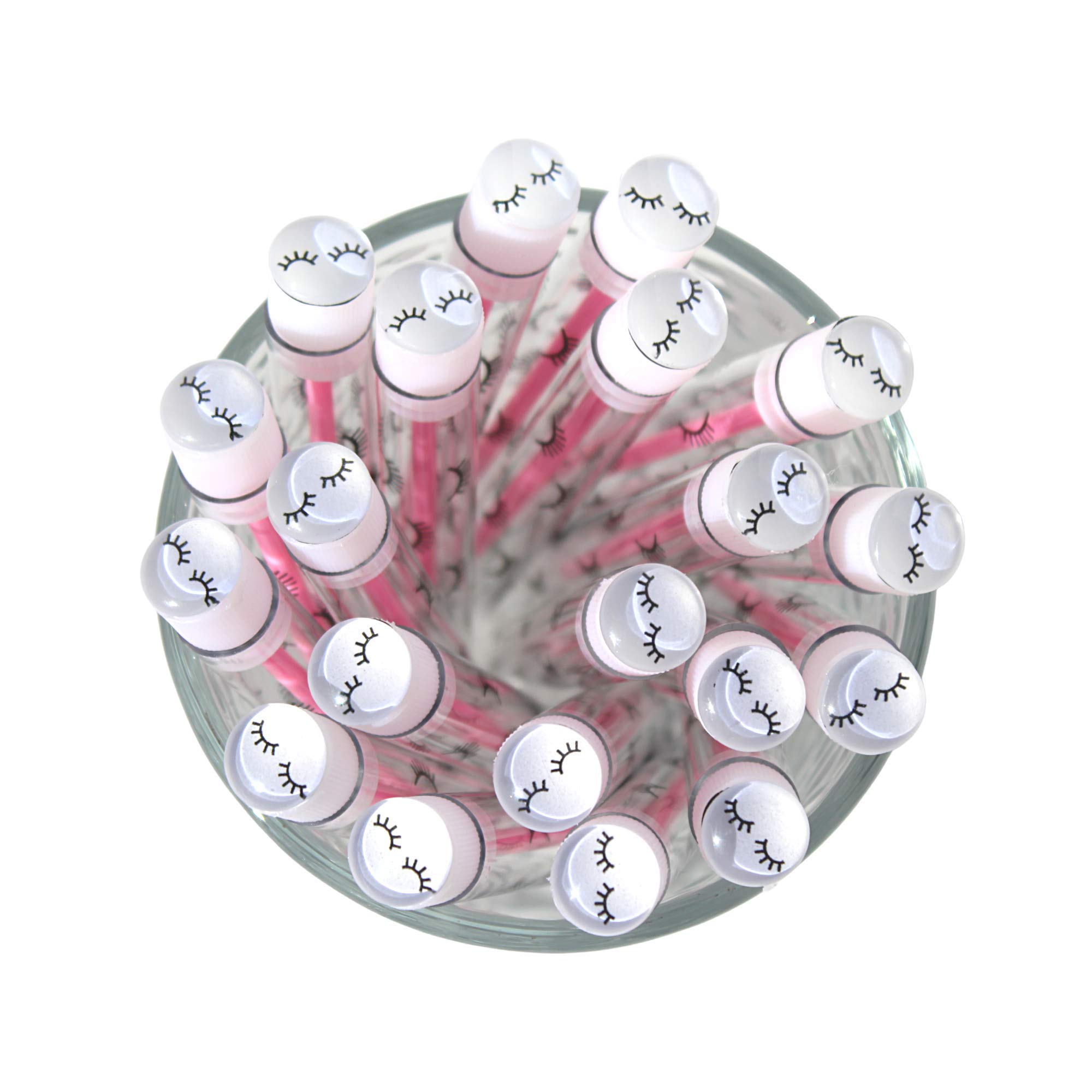 20 Pack Disposable Lash Brush Wands - Eyelash Extension Supplies with Lash Print Tube & Pink Brush Design - Perfect for Salon, Spa & Home Use