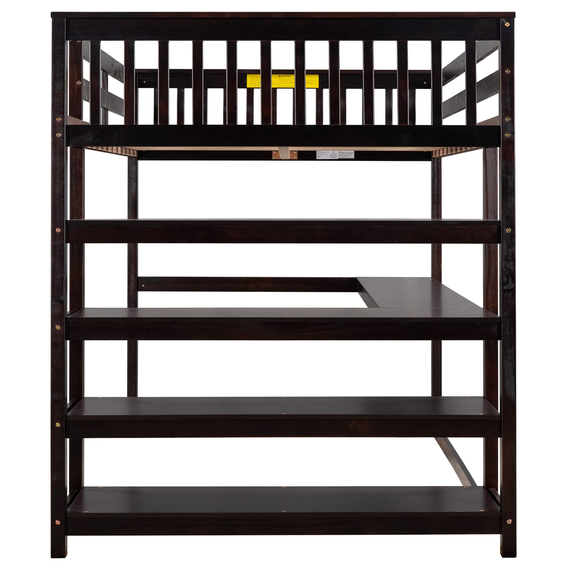 Bellemave Full Size Loft Bed with Desk & Storage Shelves - Solid Wood Loft Bed Frame for Teens & Adults - Space-Saving Bedroom Furniture for Small Rooms, Dorms & Apartments (Espresso)