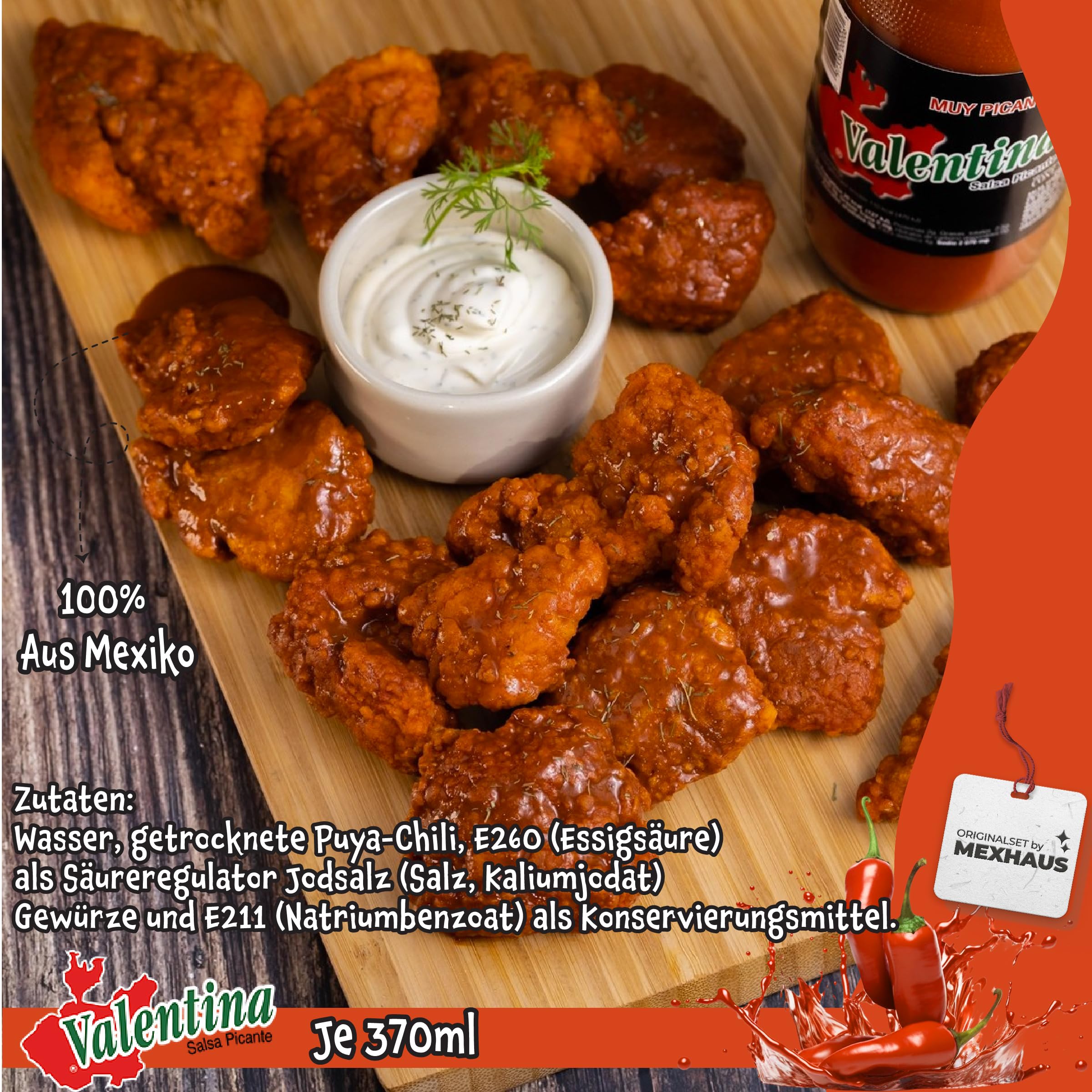 Valentina Hot Sauce - Extra Hot Chili Sauce (Pack of 3, 370ml Each) - Authentic Mexican Salsa Picante for Tacos, Nachos & Grilled Meats