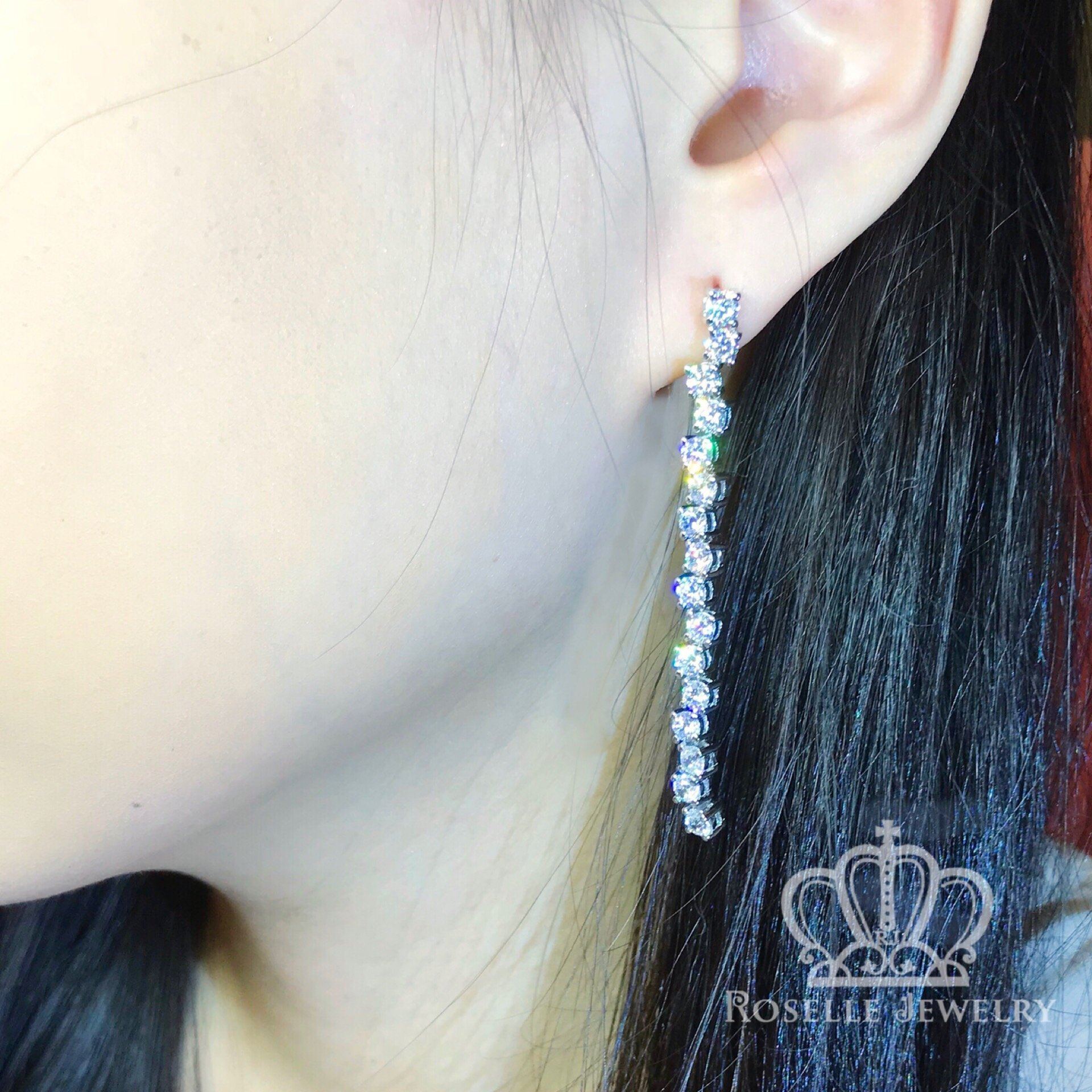 Elegant Cascade Drop Earrings for Women - Sterling Silver Dangle Earrings with Cubic Zirconia - Perfect for Weddings, Parties & Evening Events