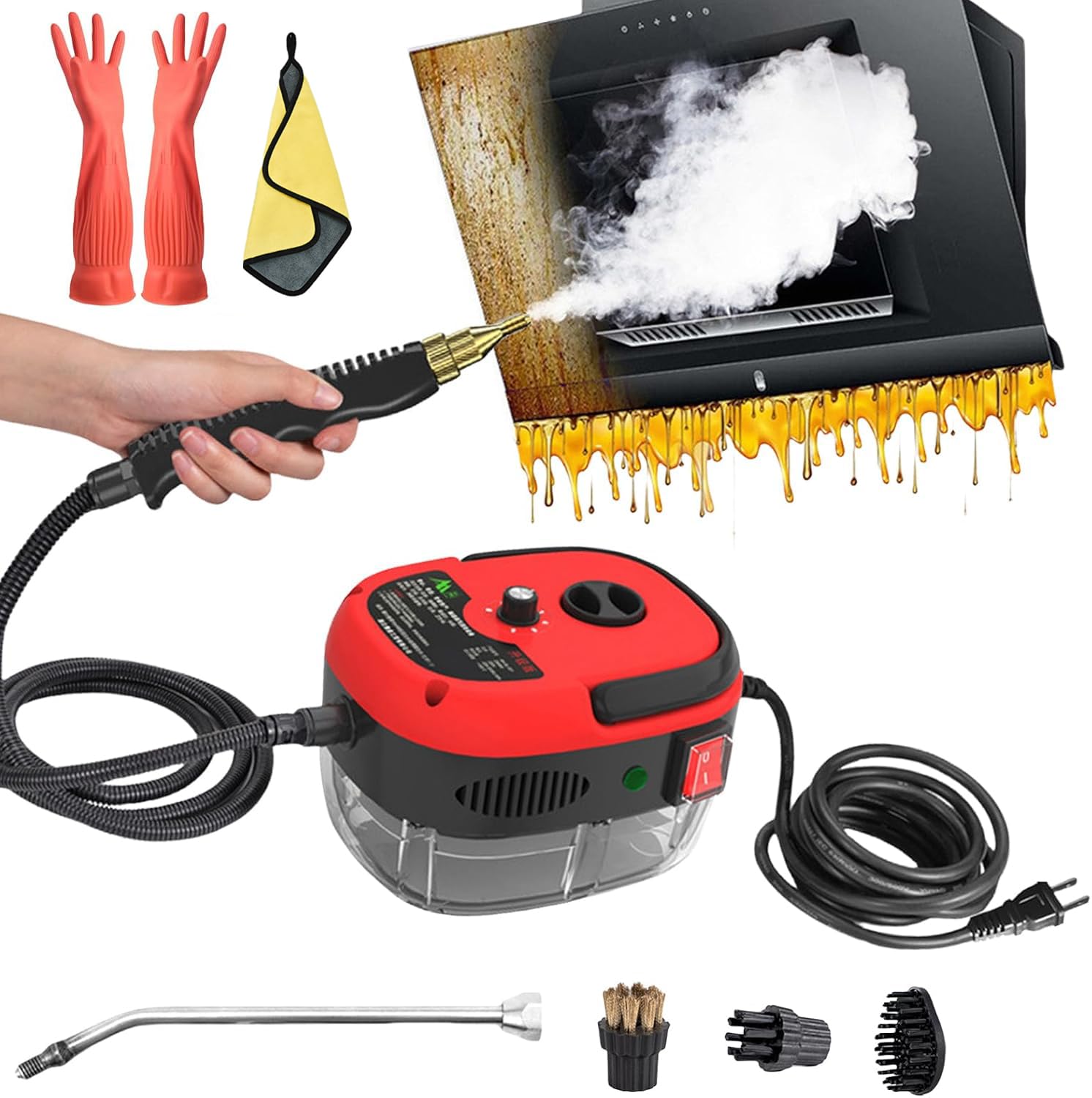 **Muntuni 2500W Handheld Steam Cleaner - High-Temperature Pressurized Car & Furniture Cleaner with Strong Suction | Wireless Portable for Home, Auto Detailing & Deep Cleaning (Red)**
