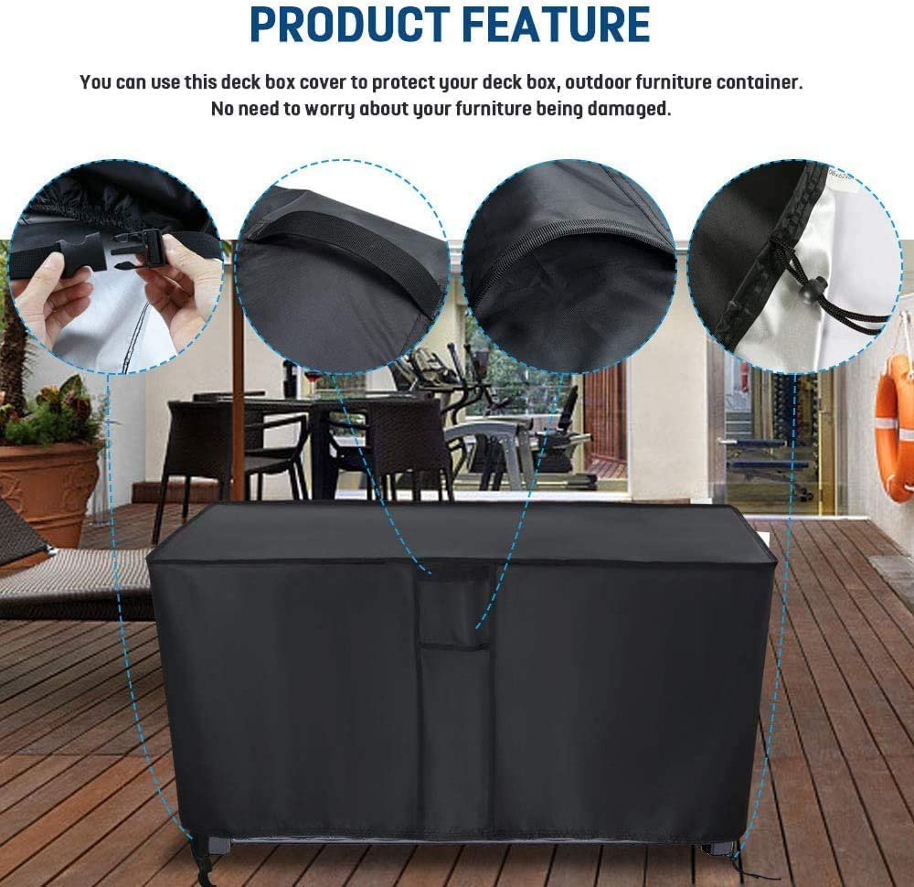 Waterproof Kingling Deck Box Cover for Keter 71 Gallon Outdoor Storage Box - Black (46