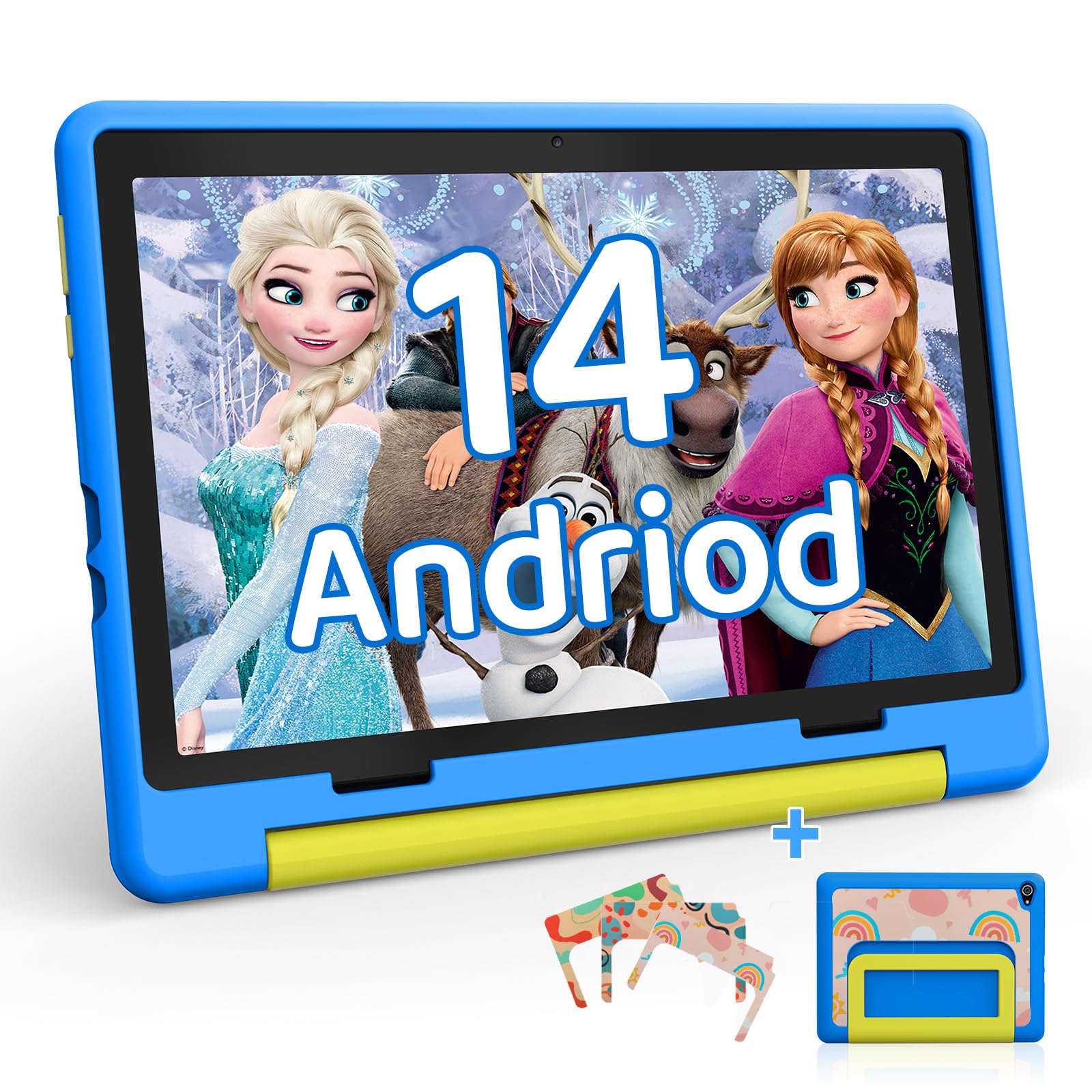 HotLight Android 14 Kids Tablet 10 Inch - Octa Core Children's Tablet with OTG, Wi-Fi 6, Widevine L1, 8GB RAM + 64GB ROM + 1TB TF Card, Type-C & Headphone Jack, Face Recognition - Blue | Perfect for Online Learning, Gaming & Entertainment