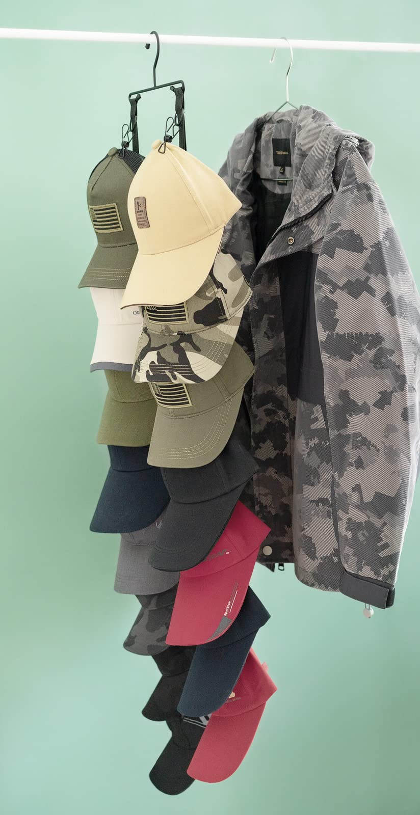 Mkono 16-Hook Baseball Cap Organizer - Space Saving Closet Storage Rack for Hats, Wall & Door Mountable - Perfect for Bedroom, Closet, Dorm Room Organization