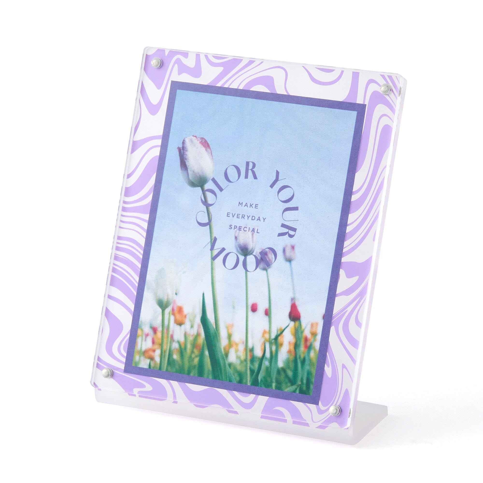 Colorful Acrylic Photo Frame - Mini Purple Picture Display for Home Decor, Office Desk, Gift Giving & Wall Art