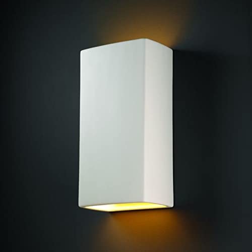 Justice Design Group Ambiance Collection 2-Light Wall Sconce - Bisque Finish | Modern Wall Lighting Fixture for Bedroom, Living Room & Hallway Decor