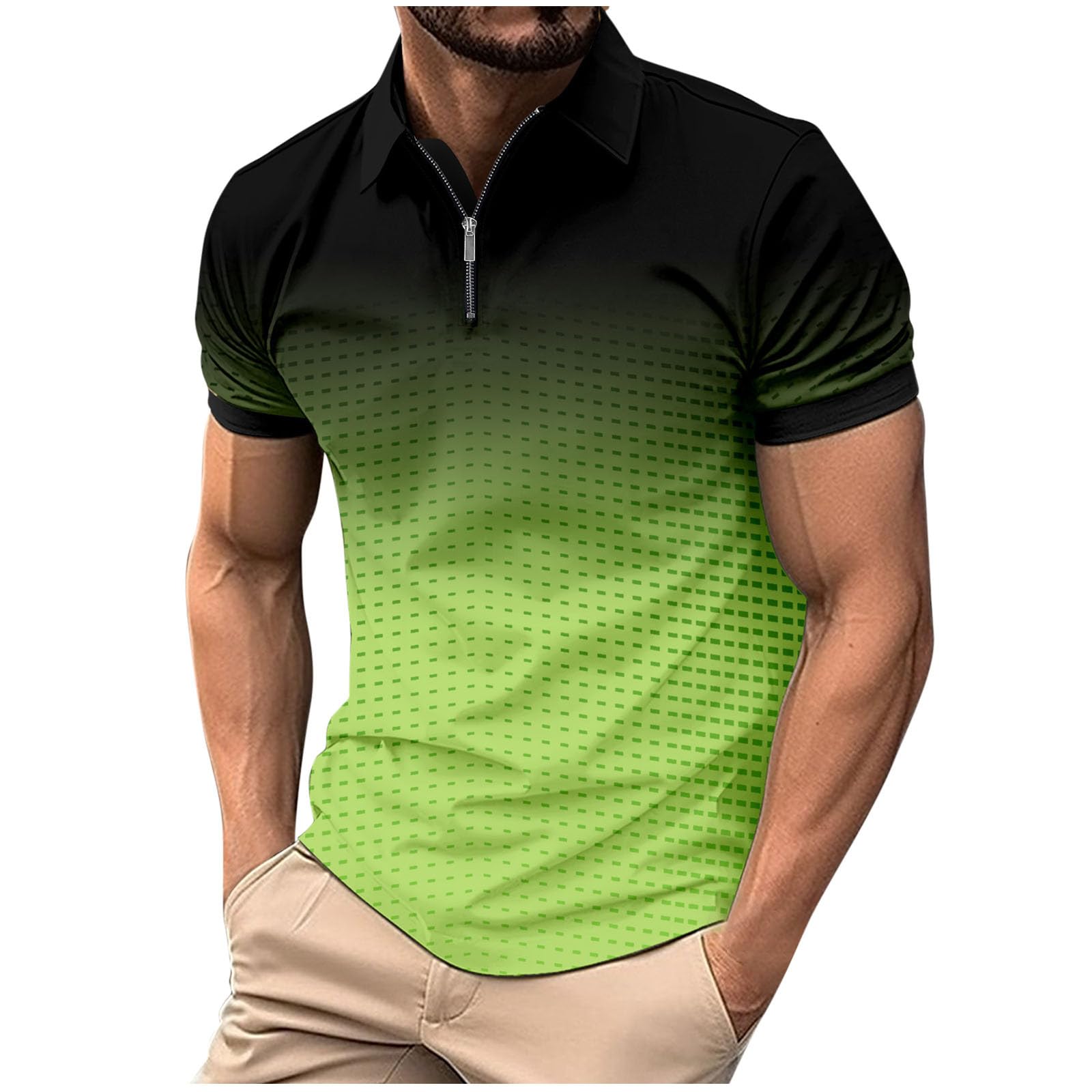 Men's Gradient Polo Shirts - Short Sleeve Summer Golf T-Shirts - Fashion Work & Casual Blouse Tops for Office, Golf & Outdoor Activities (2024 Collection)