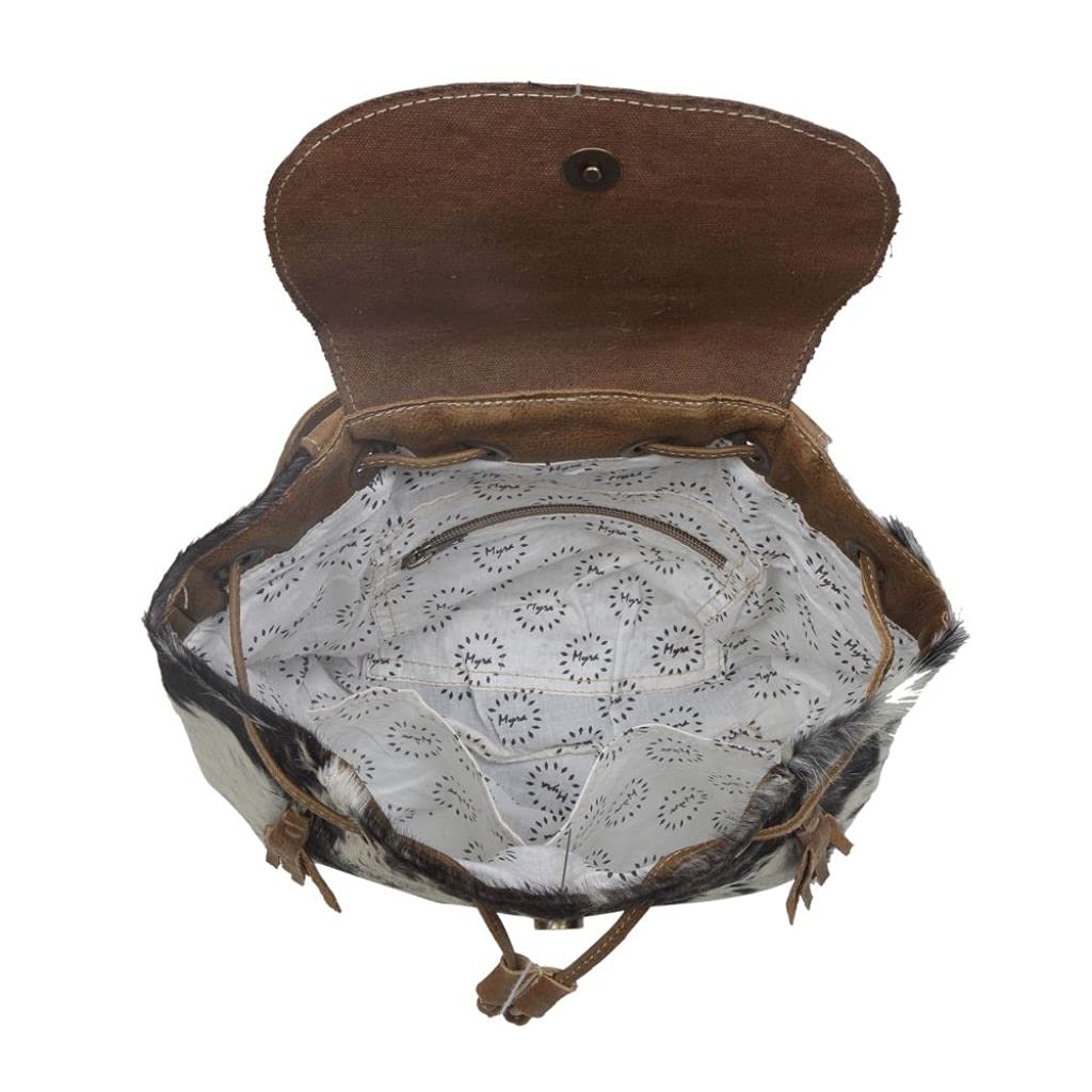 Myra Bag Must Have Backpack - Upcycled Cowhide & Leather S-2843 - Durable & Stylish for Travel, Work & School