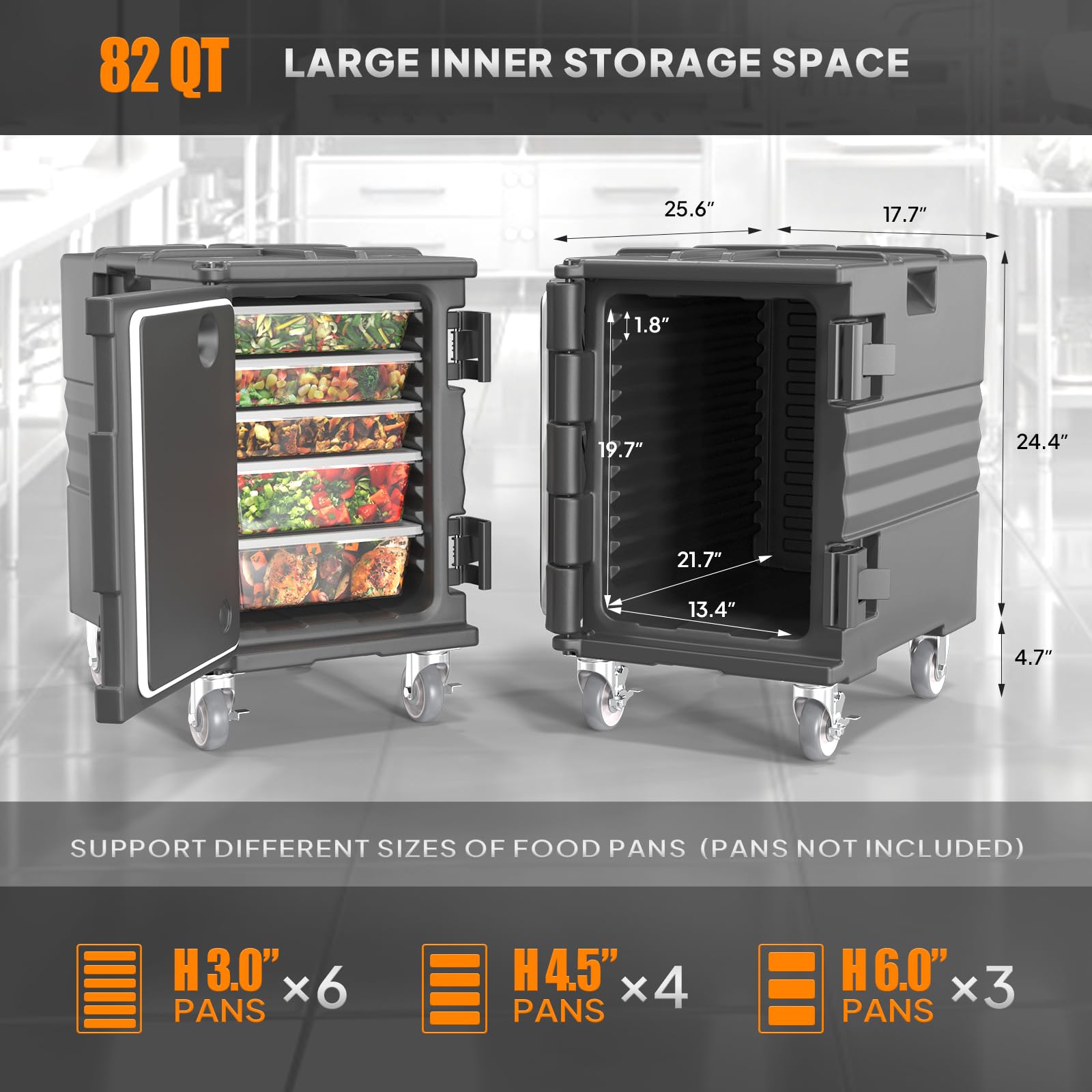 ROVSUN Insulated Food Warmer with Lockable Wheels - Stackable Hot Box Carrier for Catering, Restaurants & Parties - Double Buckles & Handles for Secure Transport - Perfect for Buffets, Outdoor Events & Food Delivery Services