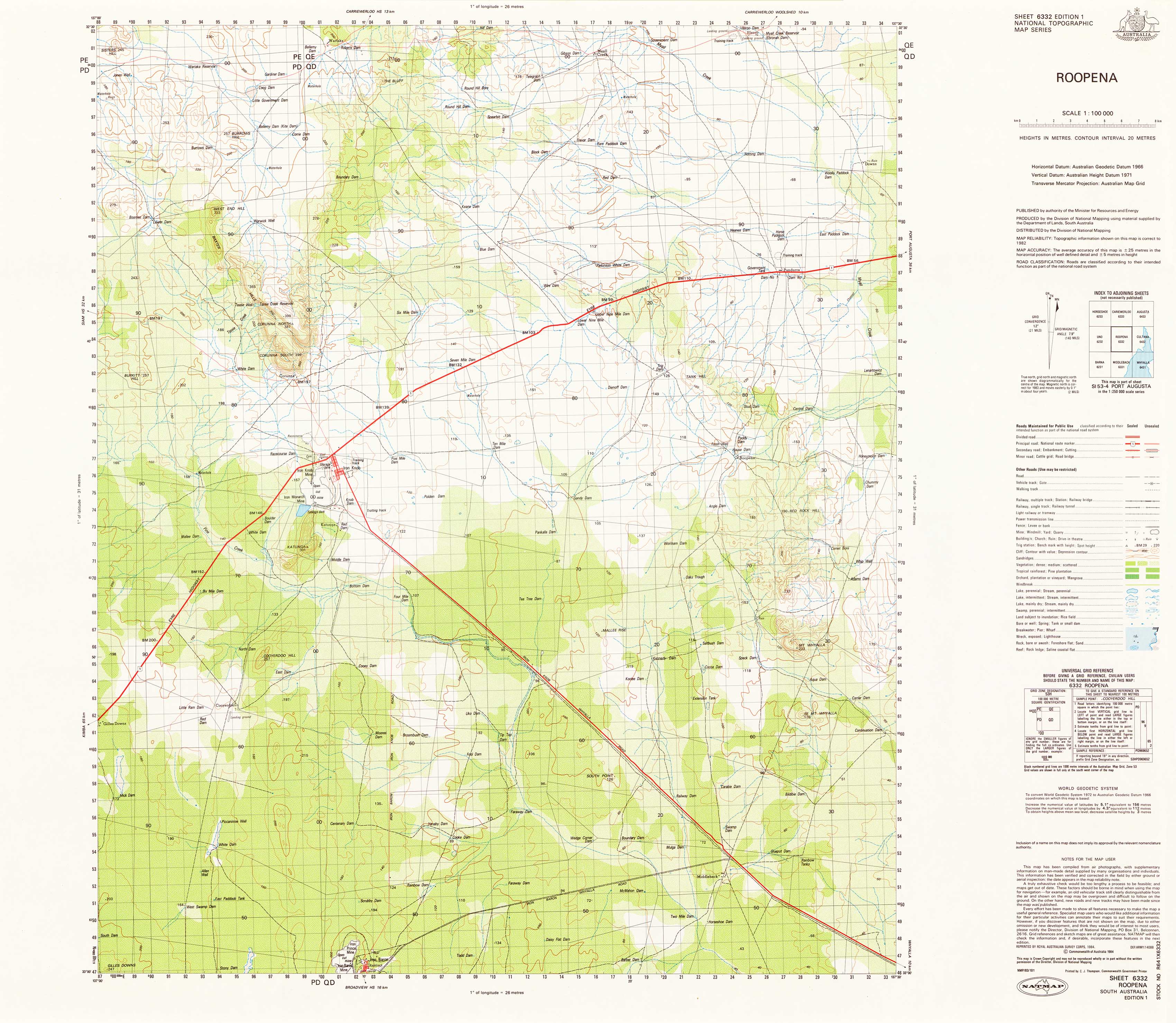 6332 Roopena 1:100,000 Scale Topographic Map - Hiking, Camping & Outdoor Adventure Navigation