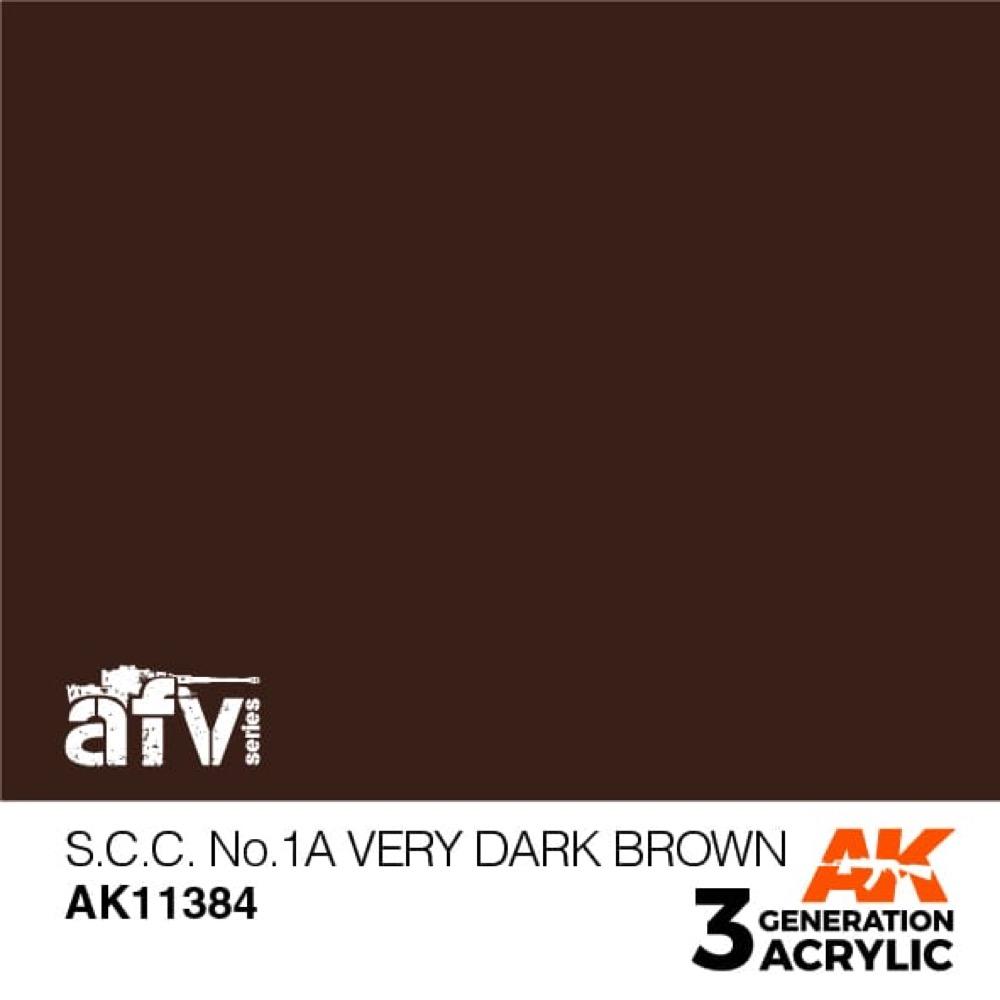 AK Interactive AK11384 AFV Series S.C.C. No.1A Very Dark Brown Acrylic Paint - 17ml Bottle - 3rd Generation Formula - Perfect for Military Model Kits & Miniature Painting