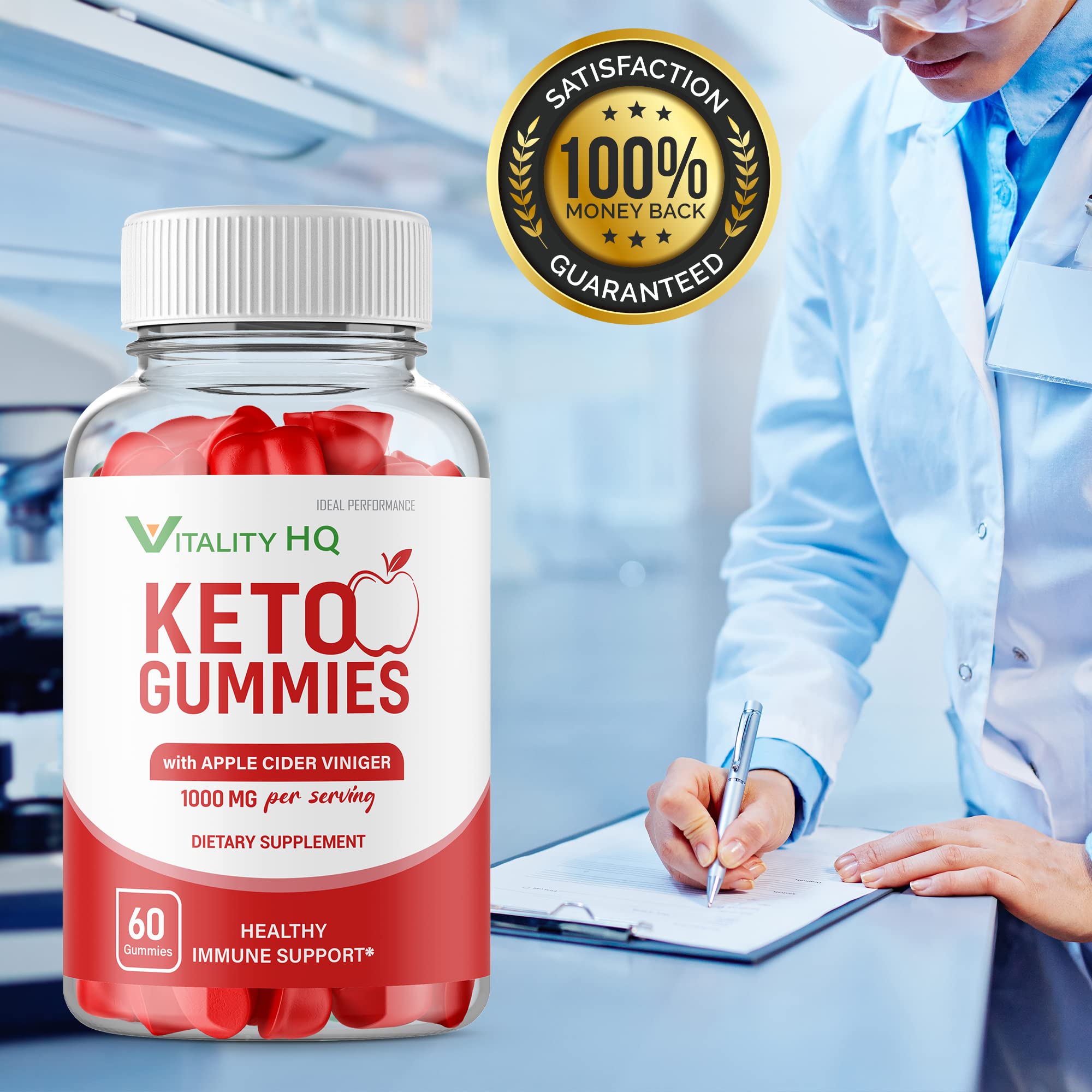 IDEAL PERFORMANCE (5 Pack) Vitality HQ Ketos Gummies with Apple Cider Vinegar - 300 Count | Supports Ketosis, Weight Management & Digestive Health | Perfect for Keto Diet, Low-Carb Lifestyle & Wellness Routine