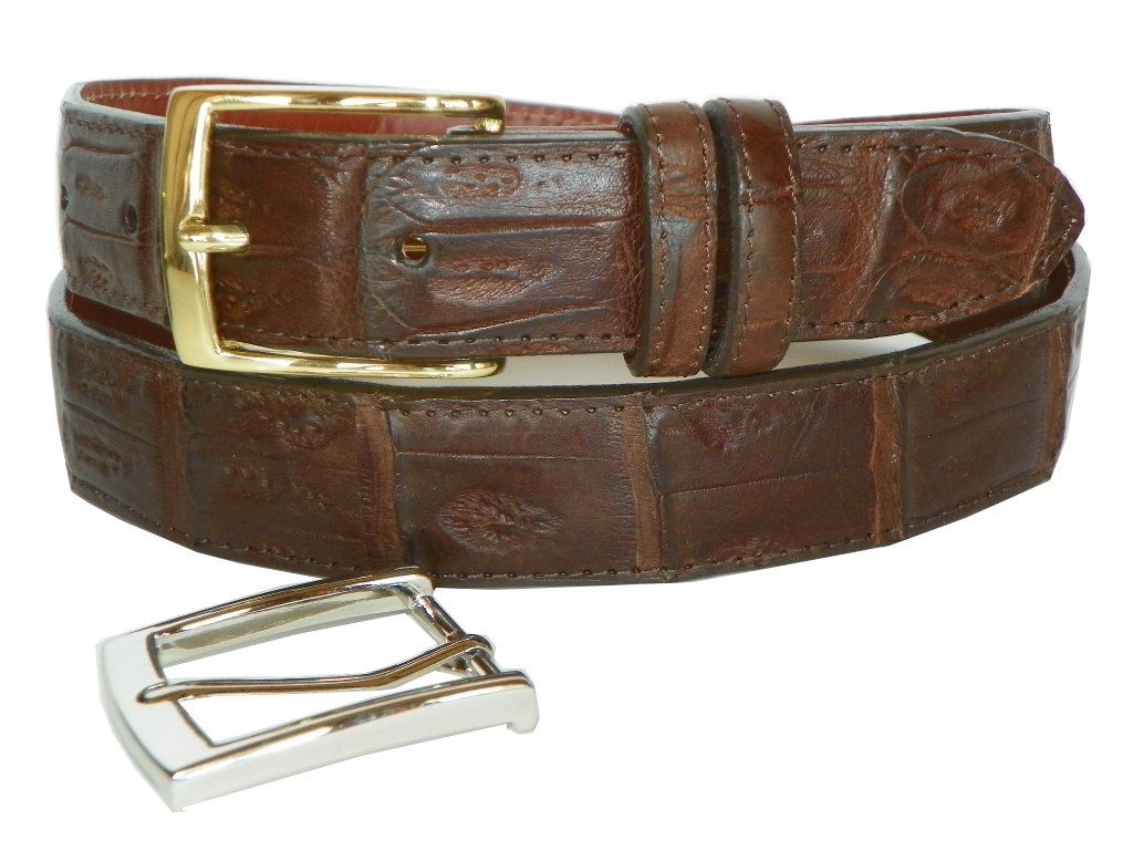 Genuine Caiman Crocodile Leather Belt 1-3/16