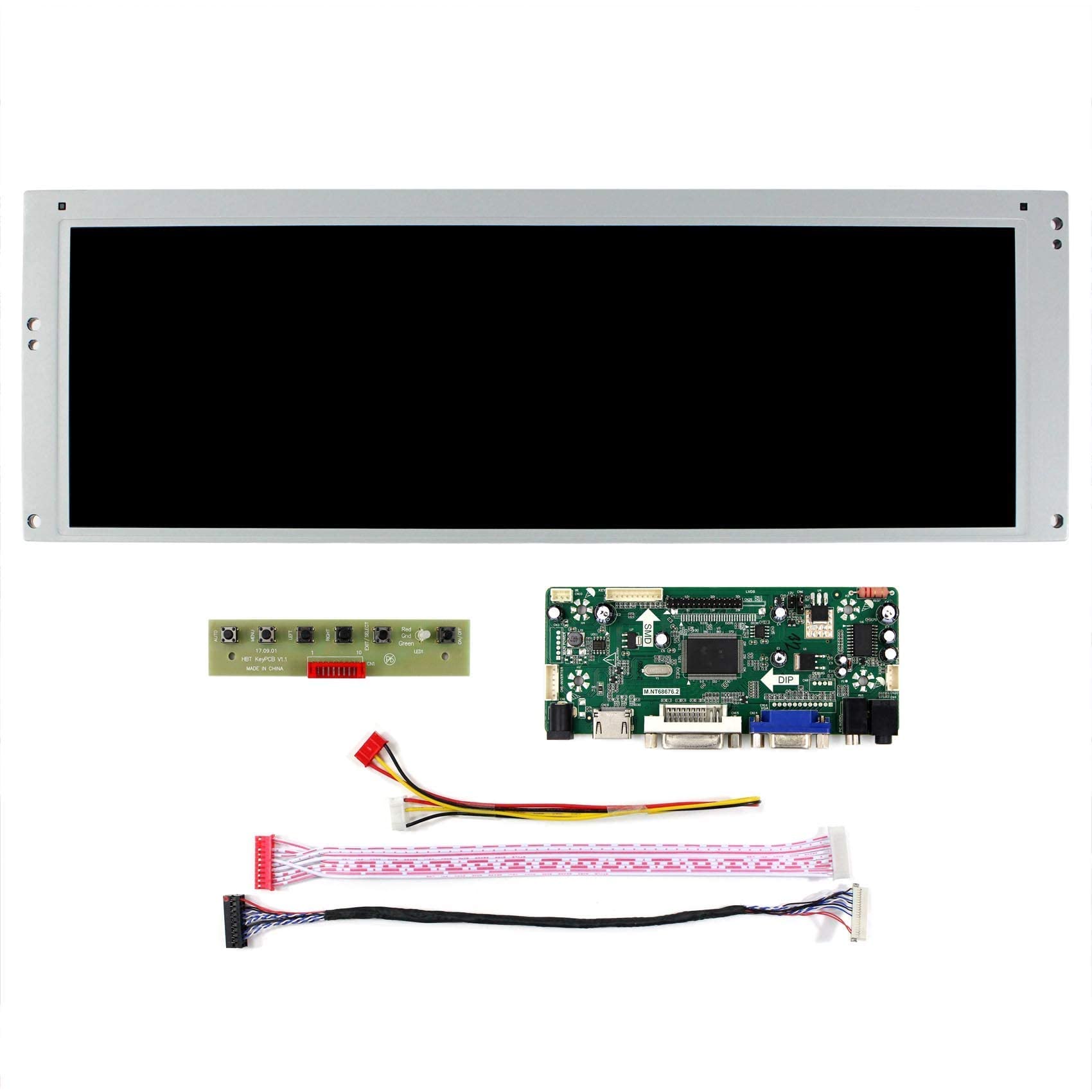 VSDISPLAY 14.9 Inch LTA149B780F LCD Screen - 1280x390 Resolution TFT Display with HDMI VGA DVI Audio LVDS Controller Board - DIY Marquee Monitor Replacement for Arcade Machines, Digital Signage & Gaming Setups