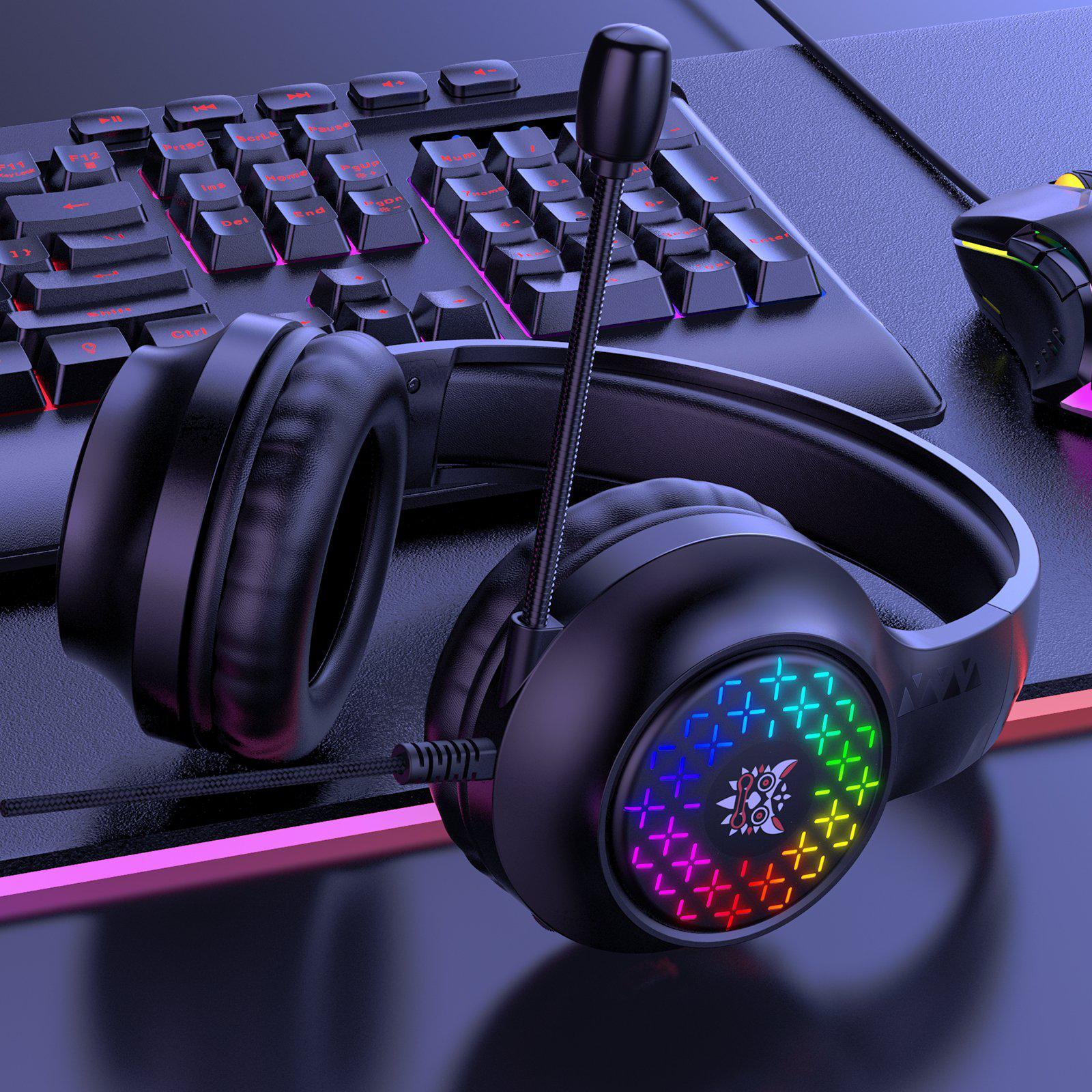 ONIKUMA X7 PRO Wired Gaming Headset with RGB Lights & Noise Cancellation - Perfect for PC, PS4, Xbox Gaming & Online Meetings