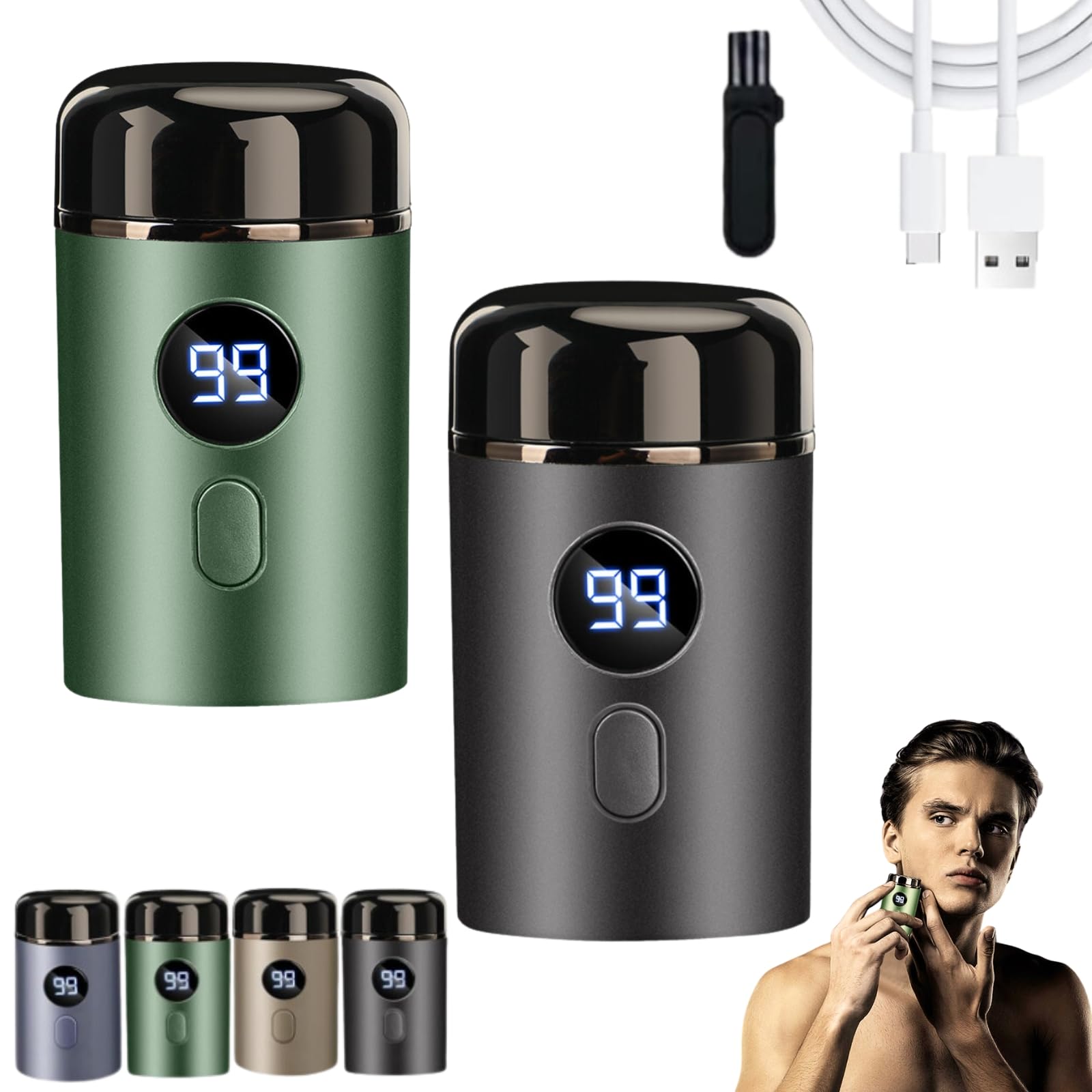 Vishopee Electric Shaver for Men - Portable & Rechargeable Mini Shaver Kit (2 Pack) - Perfect for Travel, Gym & Quick Grooming On-The-Go