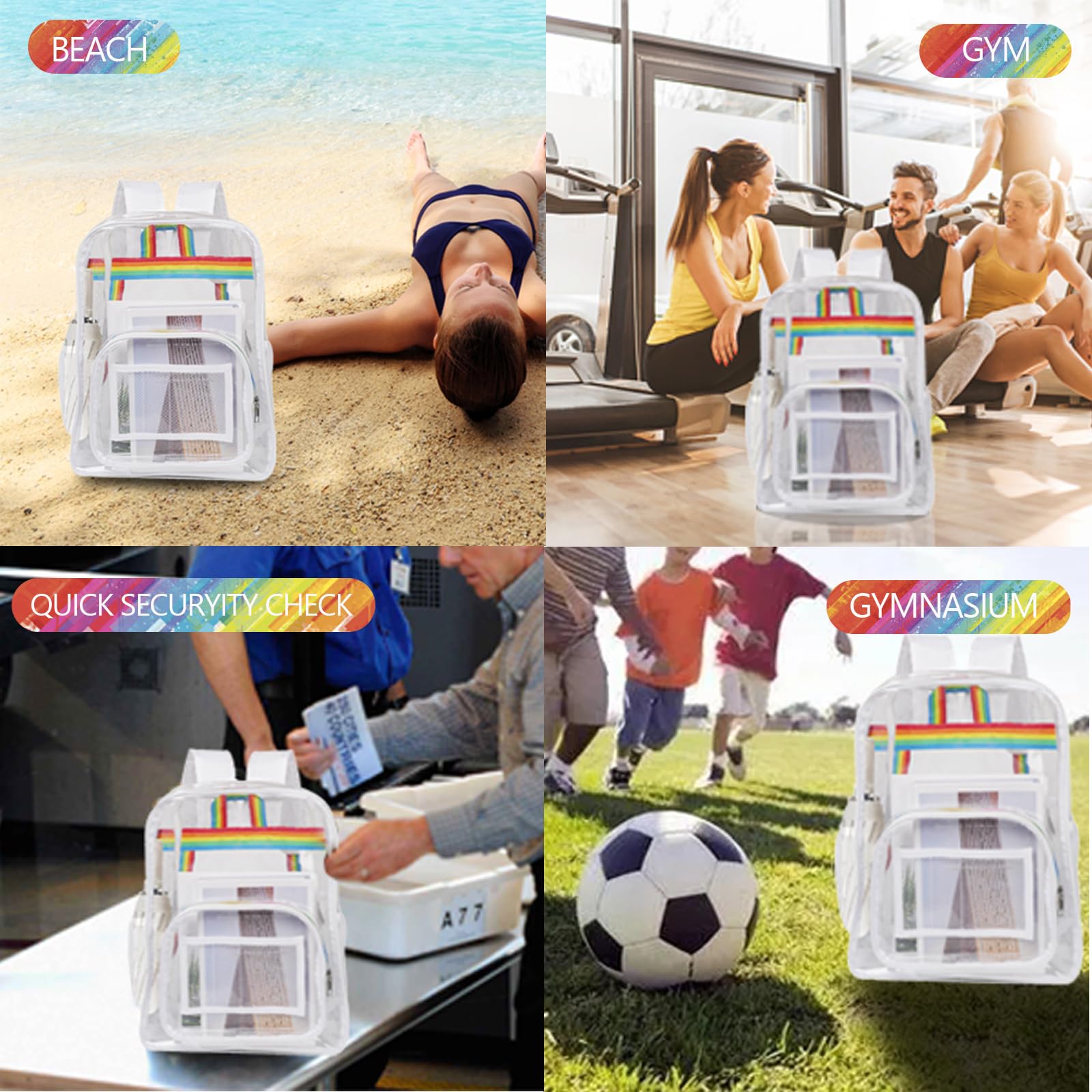 Stadium Approved Clear Backpack - Large Waterproof Transparent School Backpack with Pen Holder for Sports, Travel & School | Heavy Duty See-Through Bag (White) - Perfect for Concerts, Airports & Security Checkpoints
