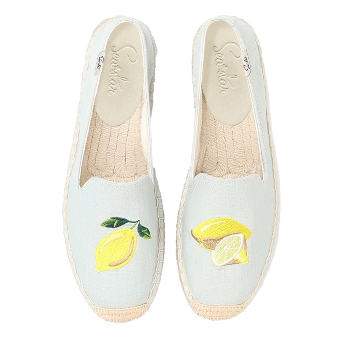 Bayside Beach Club Women's Espadrille Sandals - Lemon Sky Color | Comfortable Summer Shoes for Beach, Vacation & Casual Outings