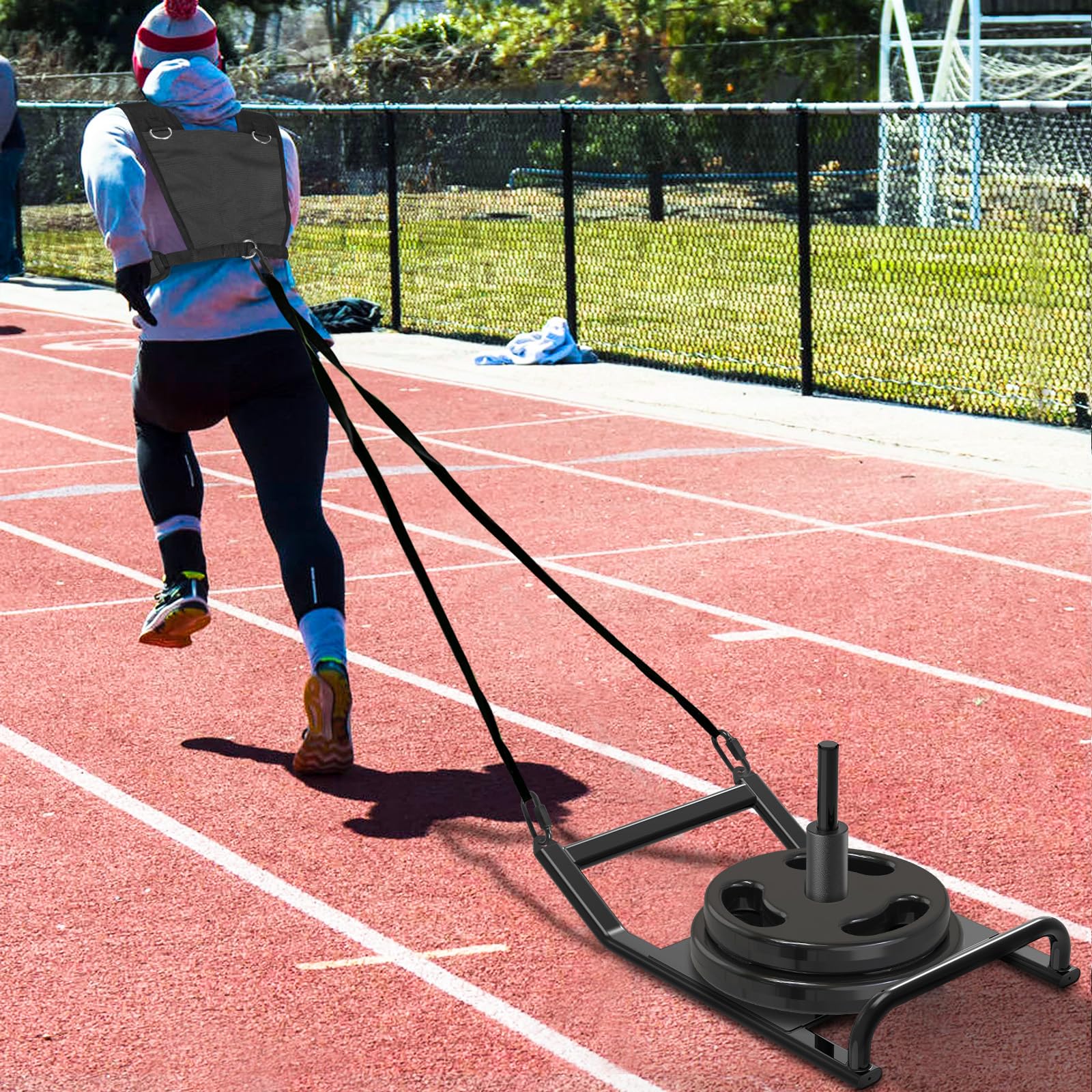 Dolibest Portable Weight Sled with Handle - Fitness Strength Training & Speed Workout Equipment - Innovative Design for Easy Obstacle Clearance - Compatible with 1-2