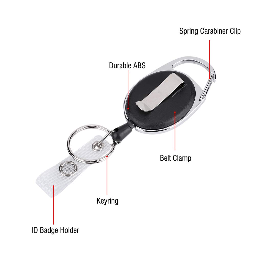 BNineteenteam Heavy-Duty Retractable Keychain with Nylon Cable & ID Badge Holder - Durable Key Organizer for Mountaineering, Hiking, Camping Gear & Outdoor Activities