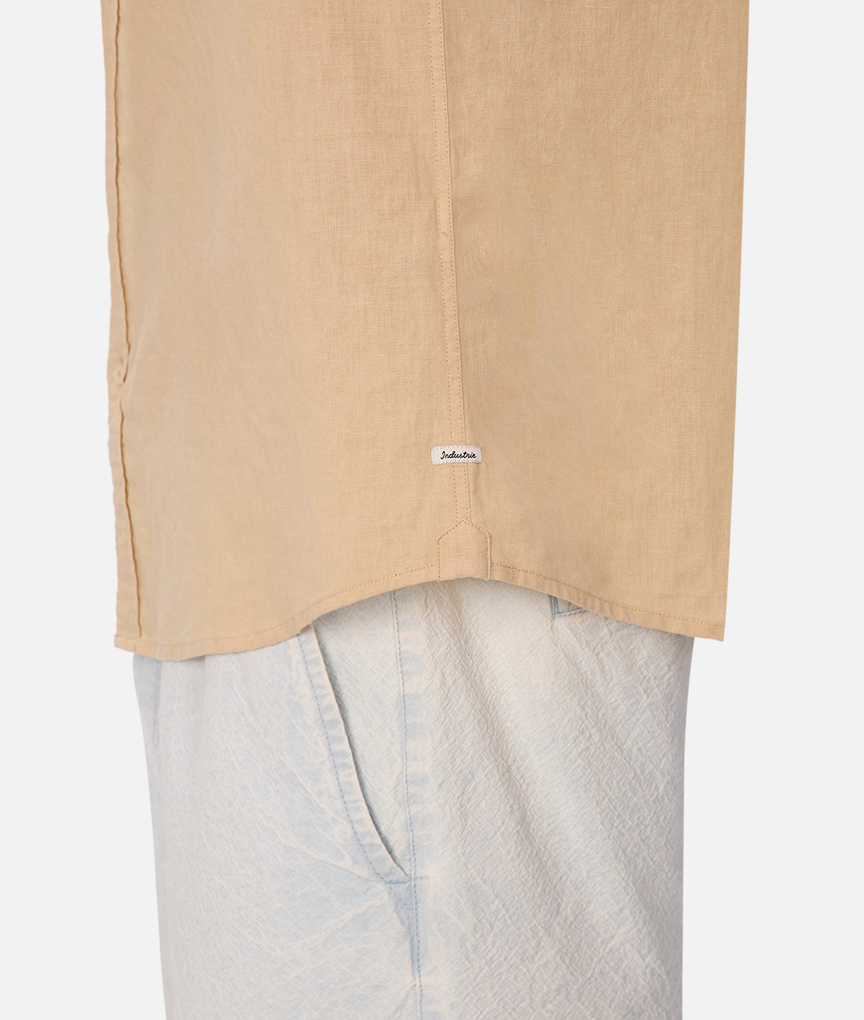 The Tennyson Linen Blend Short Sleeve Shirt - Light Mango | Breathable Summer Casual Wear for Men | Perfect for Beach, Office & Outdoor Activities